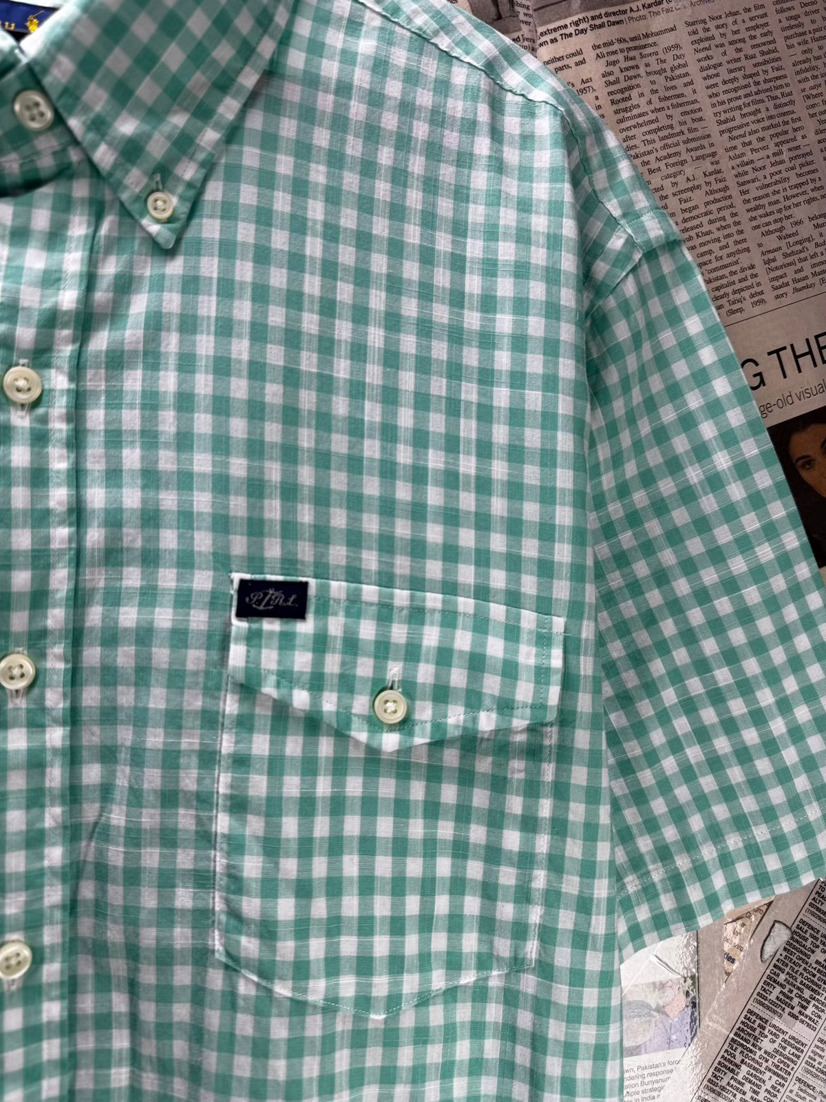 Ralph Lauren® Large | Chest: 24" | Green & White Check | Shirt | Cotton | M20 - 7867
