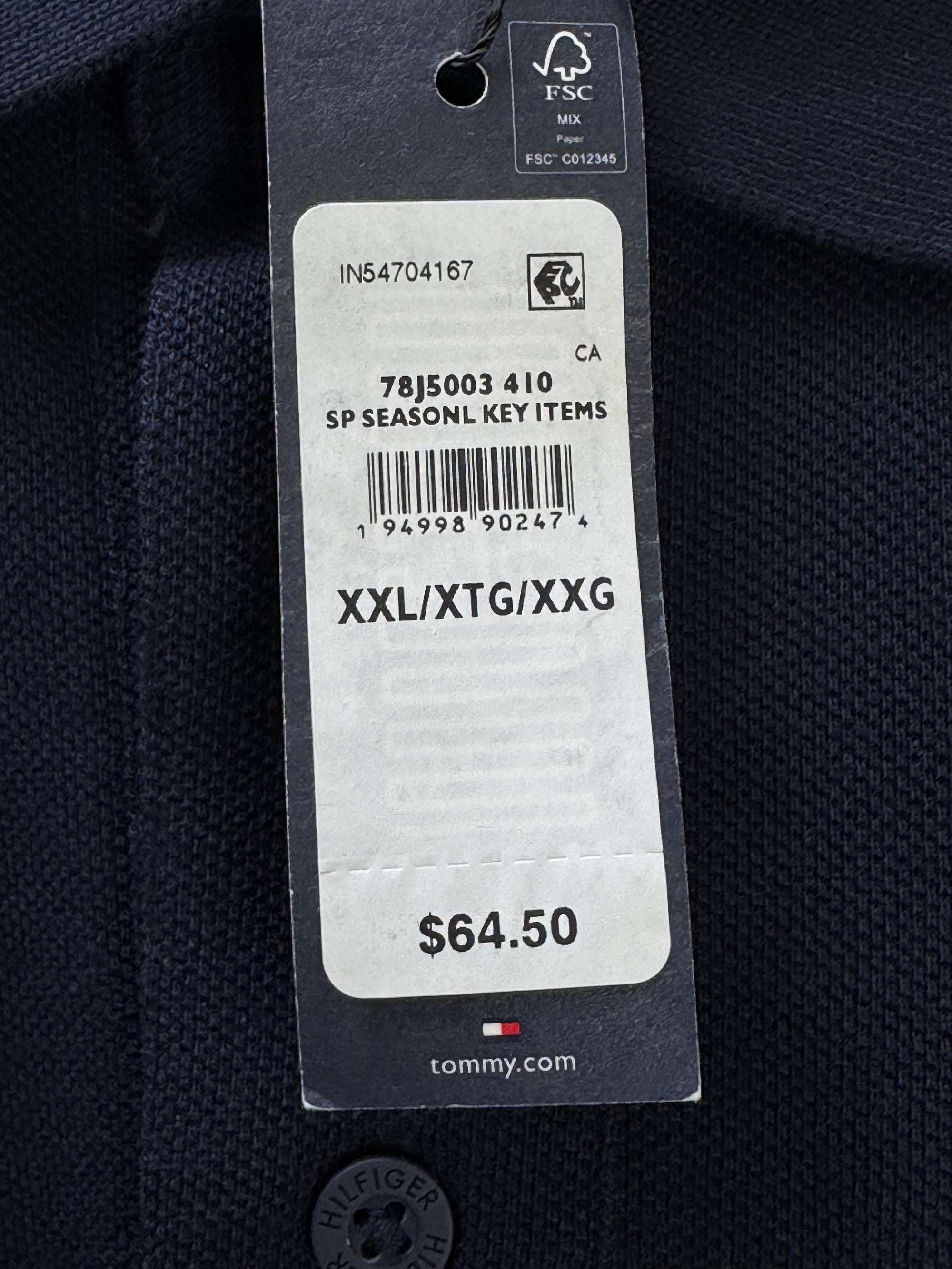 Tommy Hilfig*r® XL | Chest: 26" | Space Blue | Polo | Cotton | 4321 - Genuine Maal