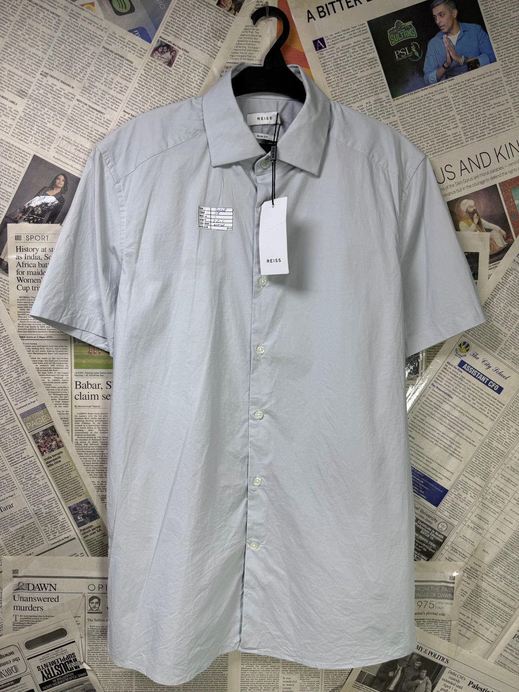 Reiss® Small | Chest: 19" | Grey | Shirt | Cotton Blend | 3177 - Genuine Maal