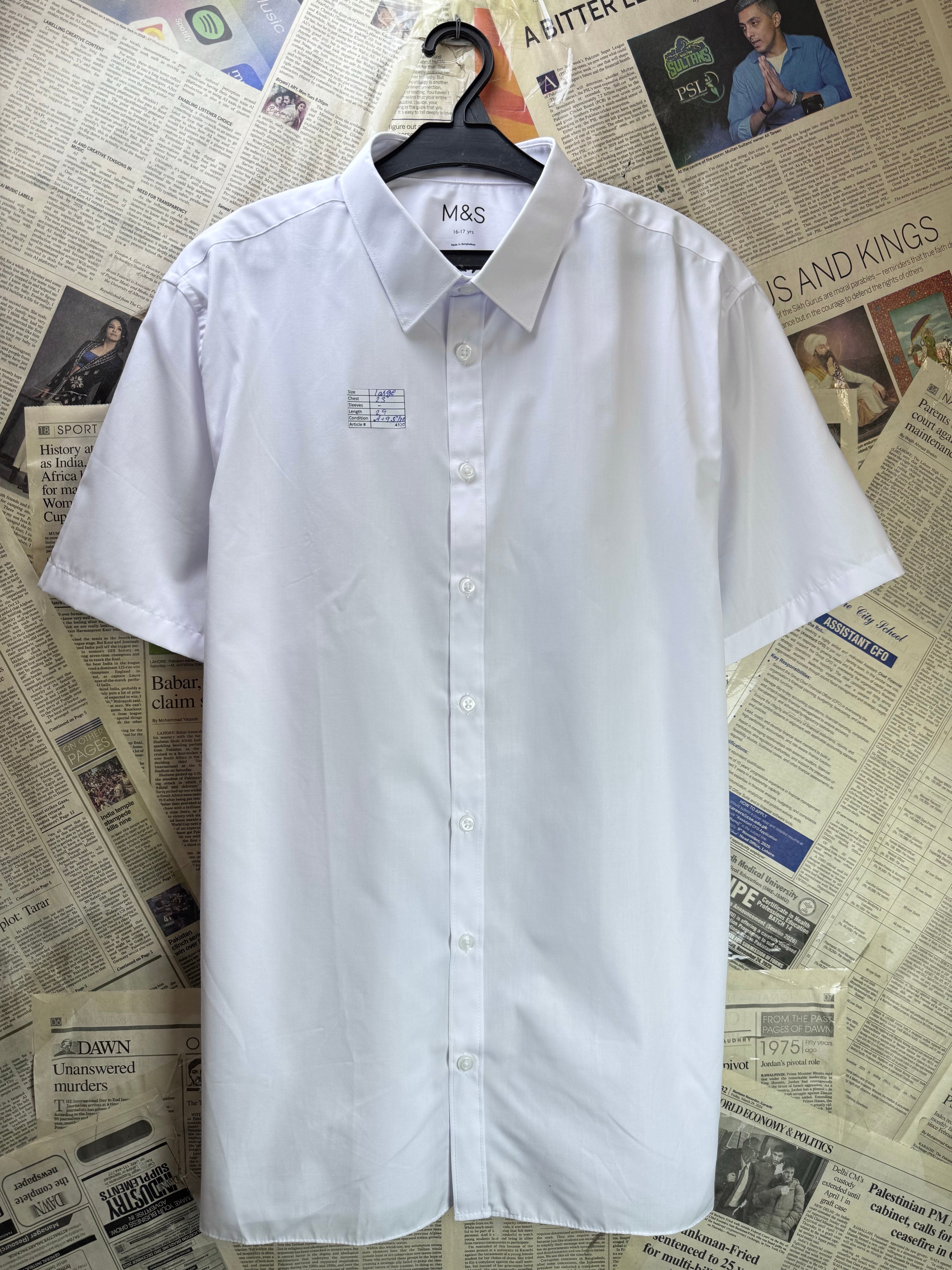 M&S® Large | Chest 23” | White | Shirt | Poly - Cotton | 4320 - Genuine Maal