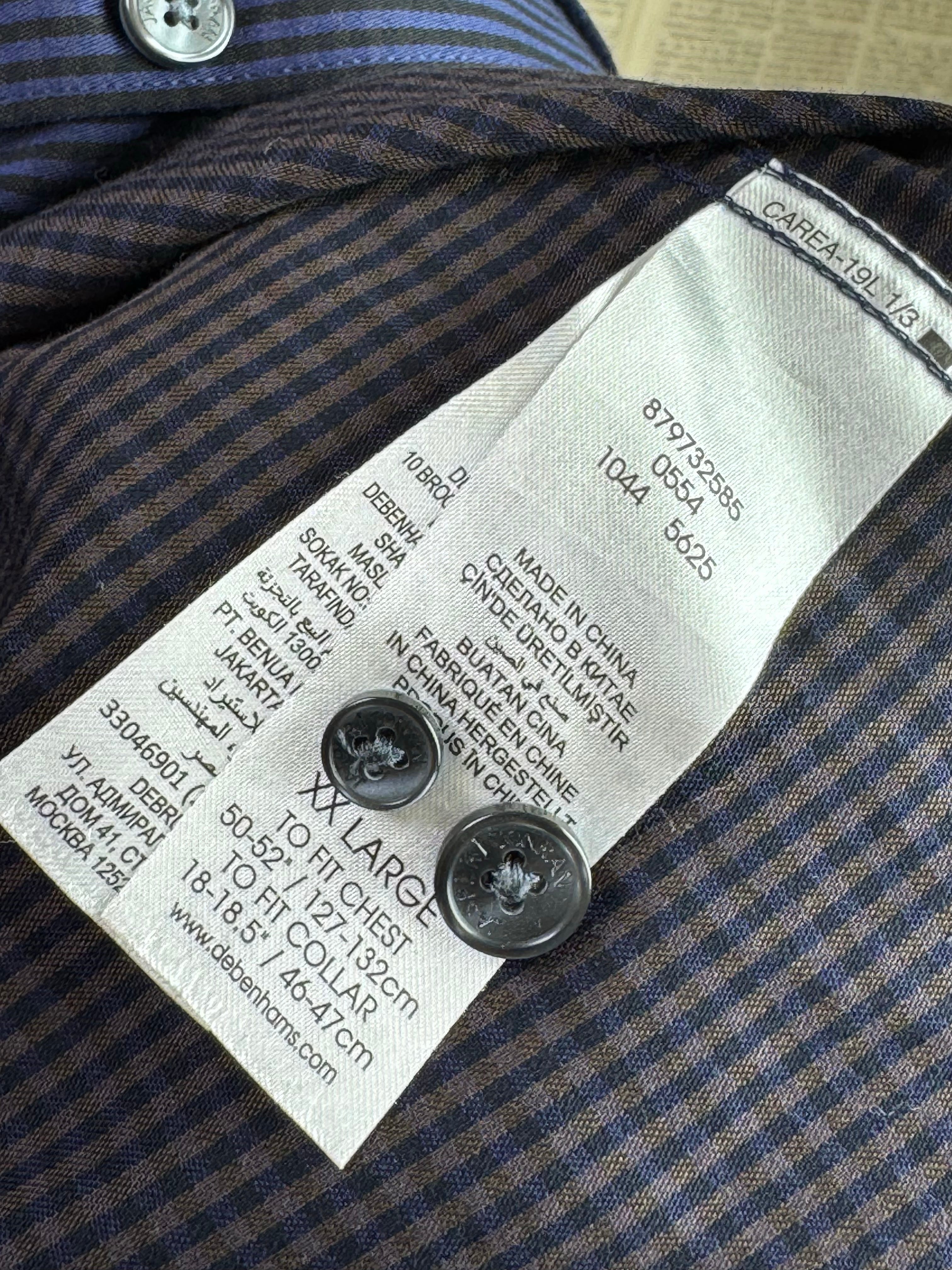 Jasper Conran® XXL | Chest: 27" | Blue Striped | Shirt | Cotton | 4324 - Genuine Maal