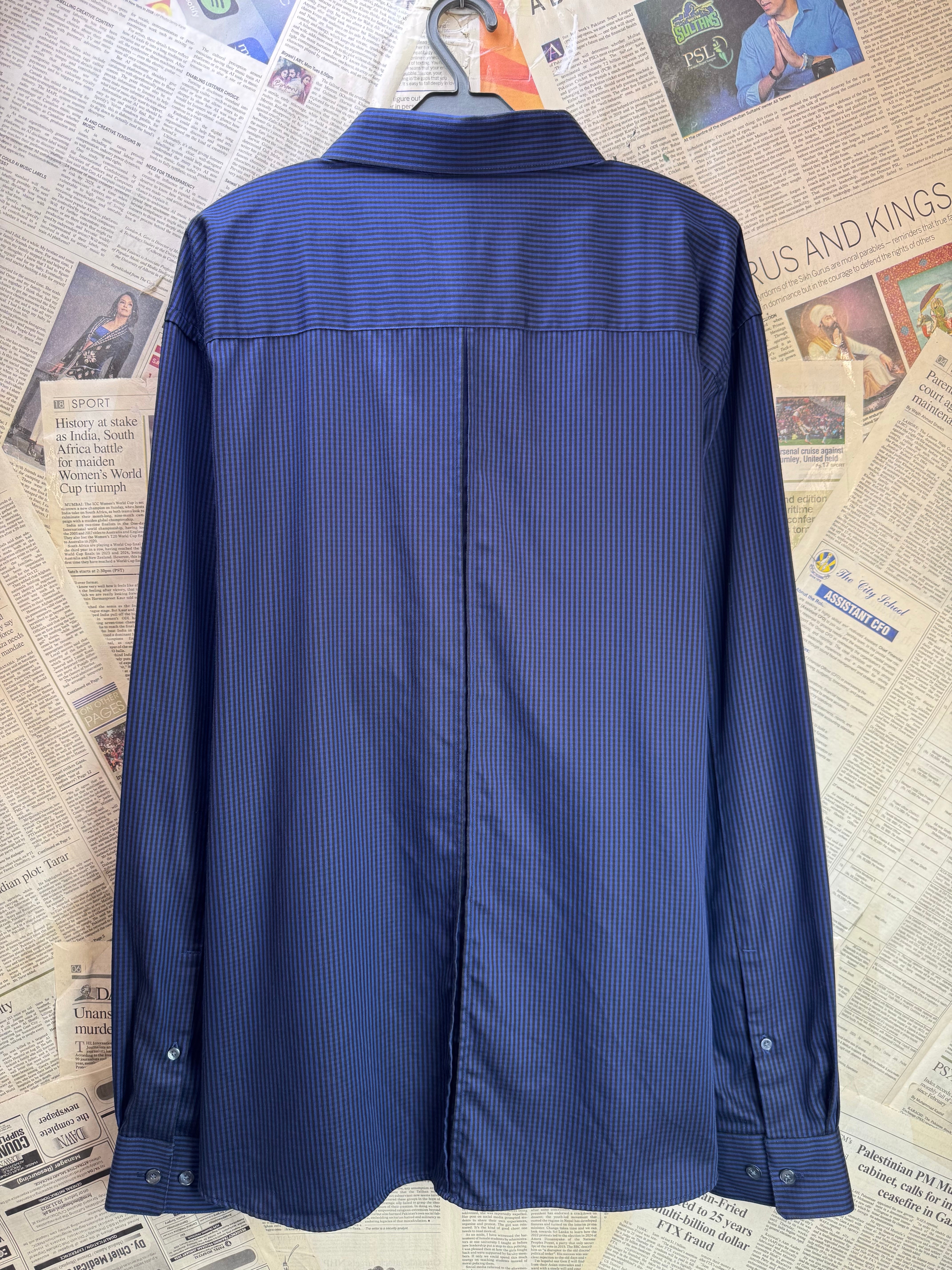 Jasper Conran® XXL | Chest: 27" | Blue Striped | Shirt | Cotton | 4324 - Genuine Maal