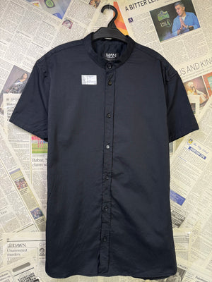 MAN® Small | Chest: 19" | Black | Band Collar Shirt | Cotton - Poly | 3182 - Genuine Maal