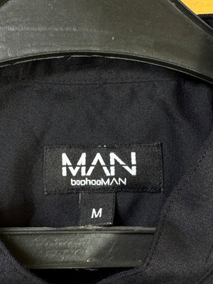 MAN® Small | Chest: 19" | Black | Band Collar Shirt | Cotton - Poly | 3182 - Genuine Maal