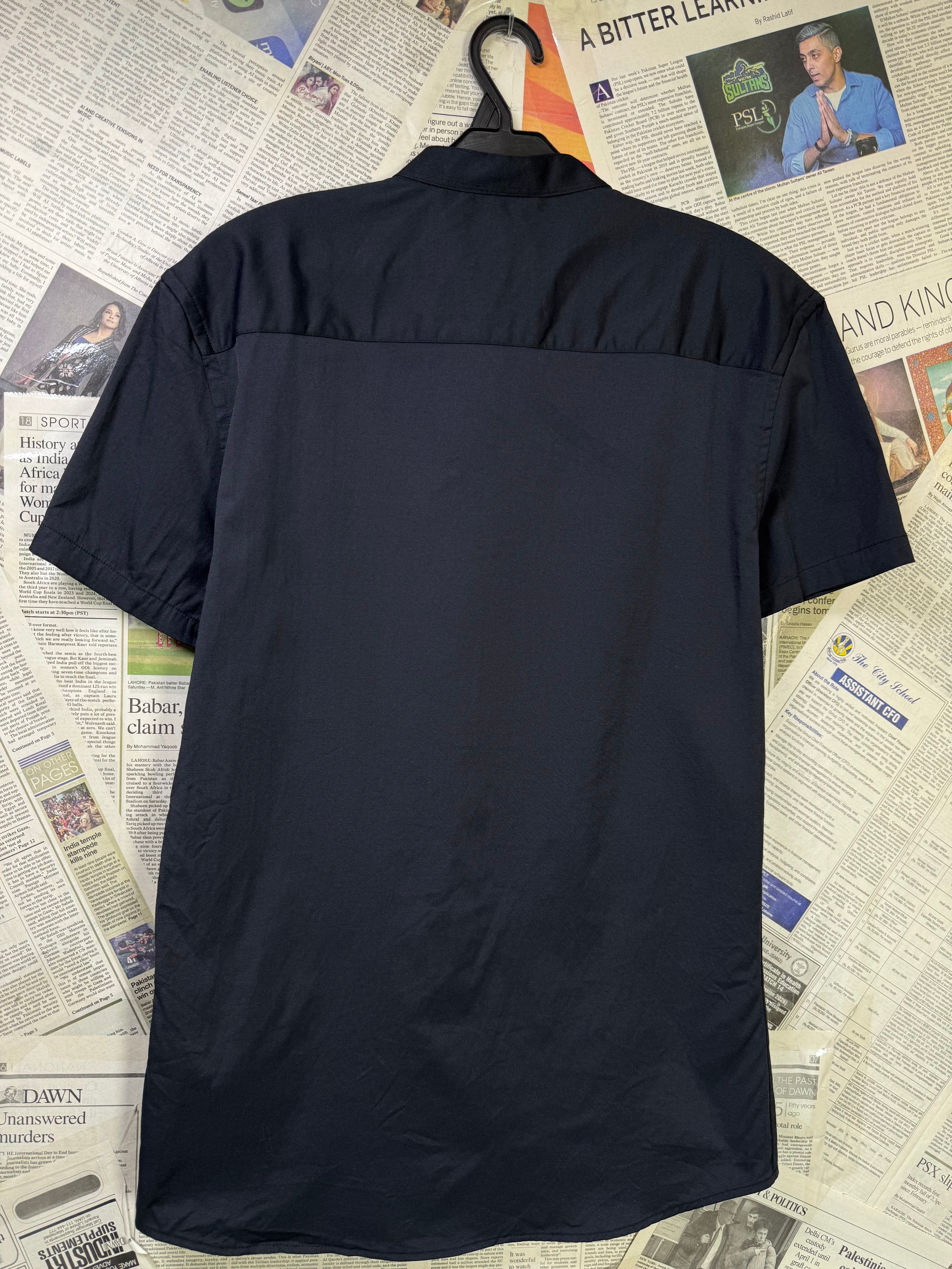 MAN® Small | Chest: 19" | Black | Band Collar Shirt | Cotton - Poly | 3182 - Genuine Maal
