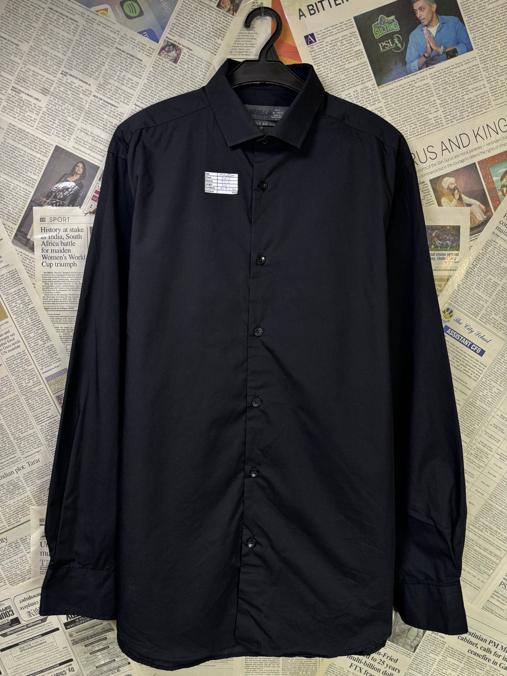 Primark® Medium | Chest: 23.5" | Black | Shirt | Cotton - Poly | 3195 - Genuine Maal
