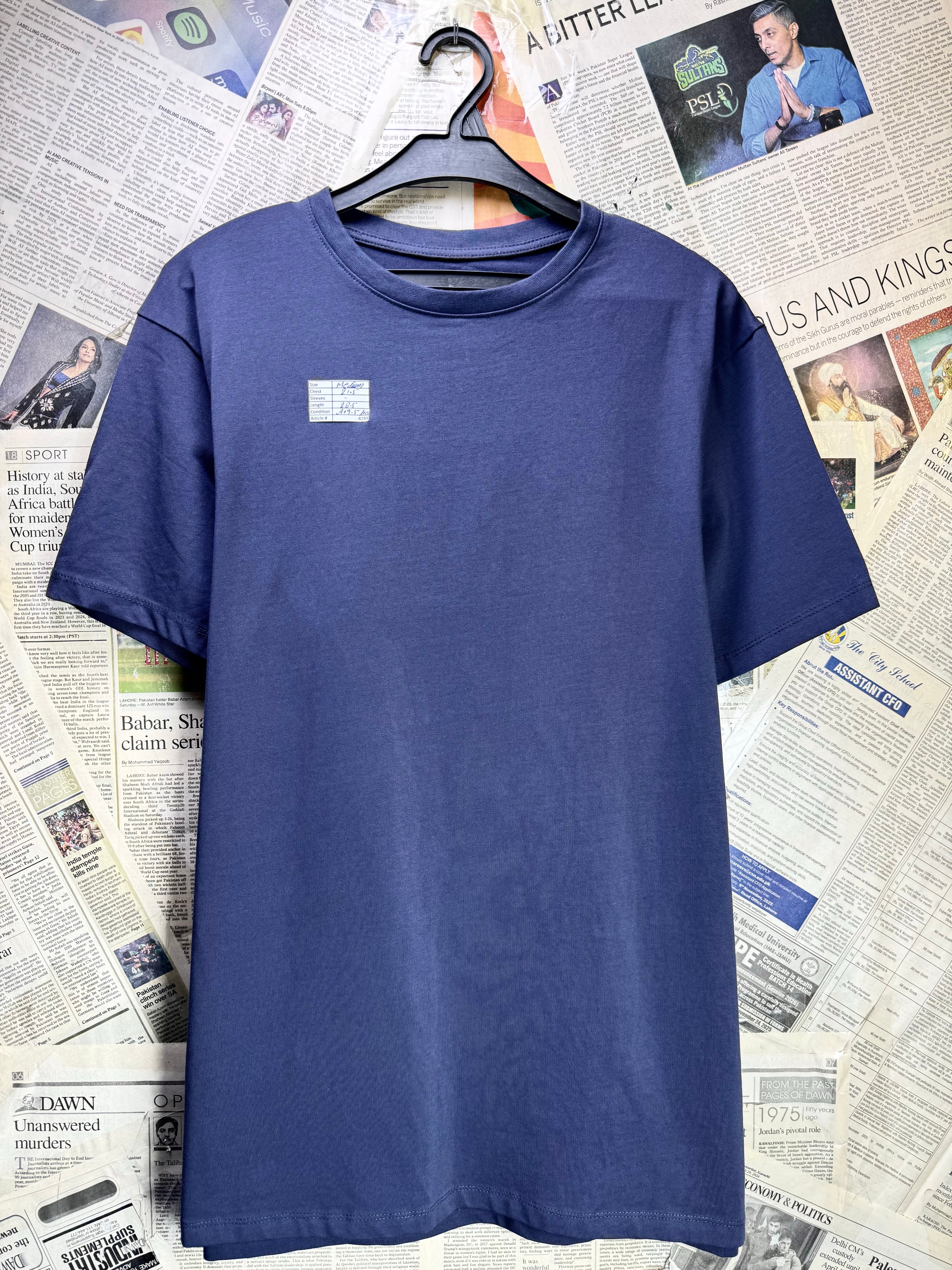 Primark® Medium | Chest: 21.5" | Space Blue | T-Shirt | Cotton - Elastane | 4293 - Genuine Maal