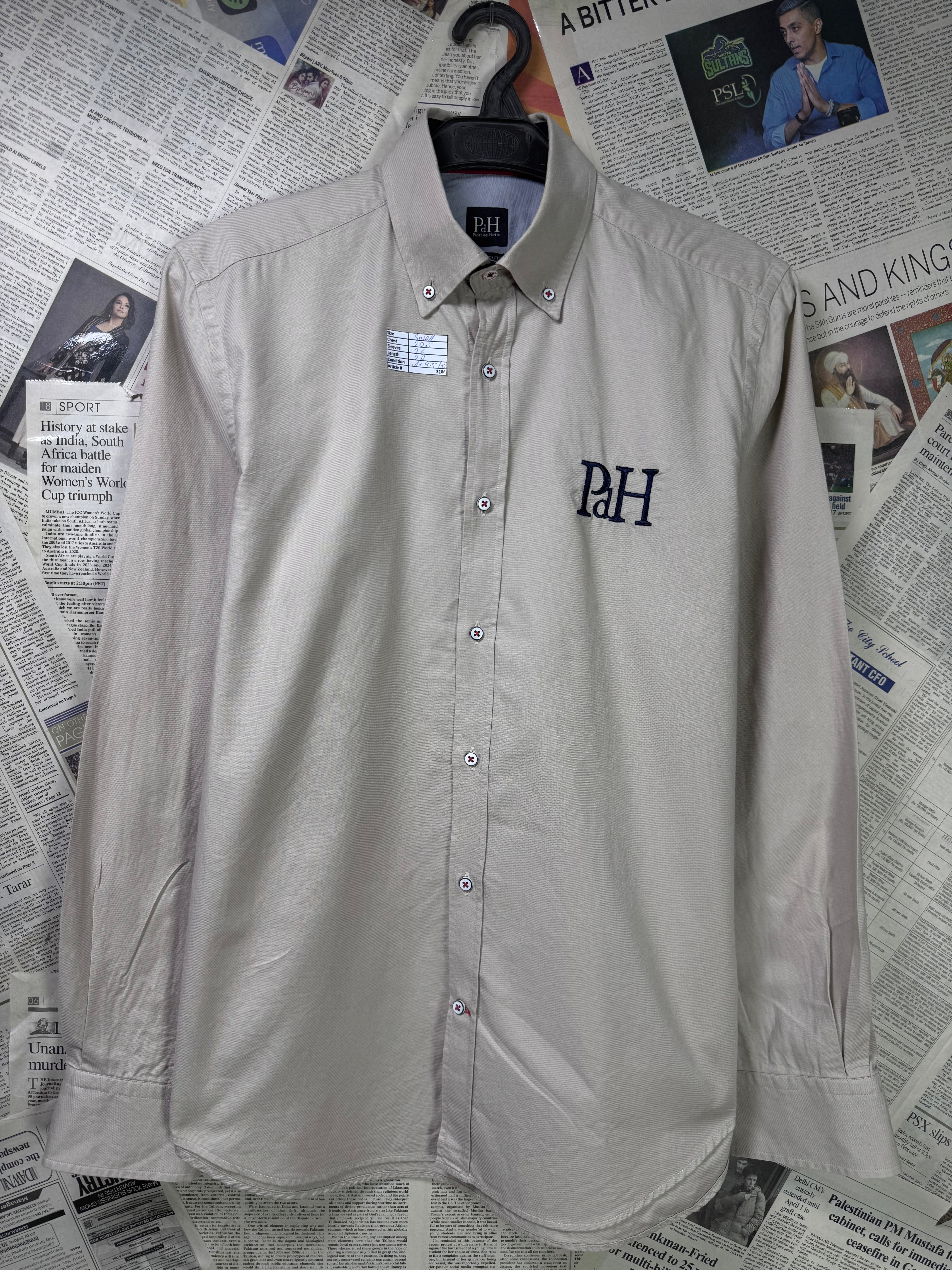 PdH® Small | Chest: 20" | Light Beige | Shirt | Cotton | 3186 - Genuine Maal