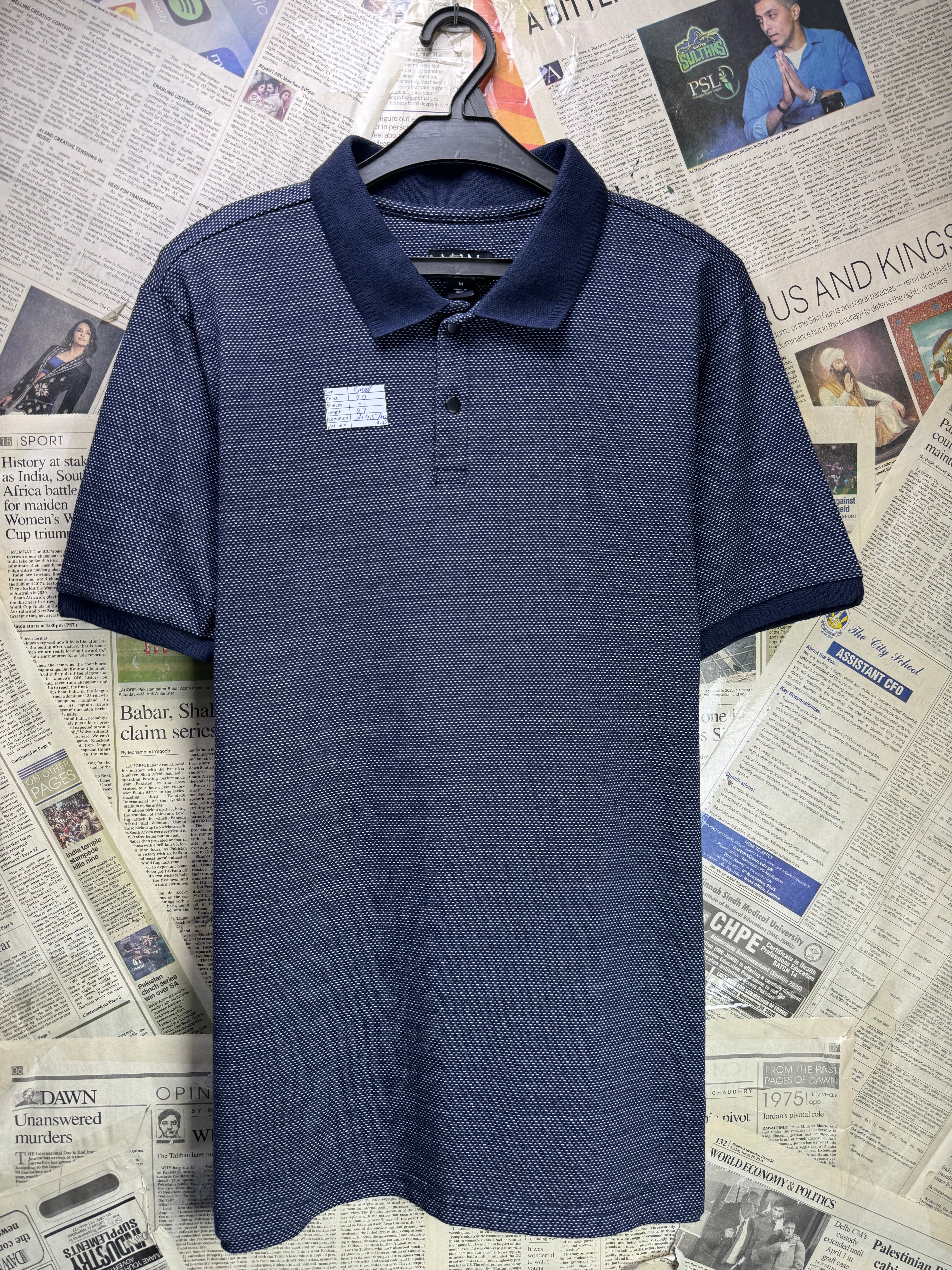 MAN® Small | Chest: 20" | Blue | Polo | Cotton - Poly | 4295 - Genuine Maal