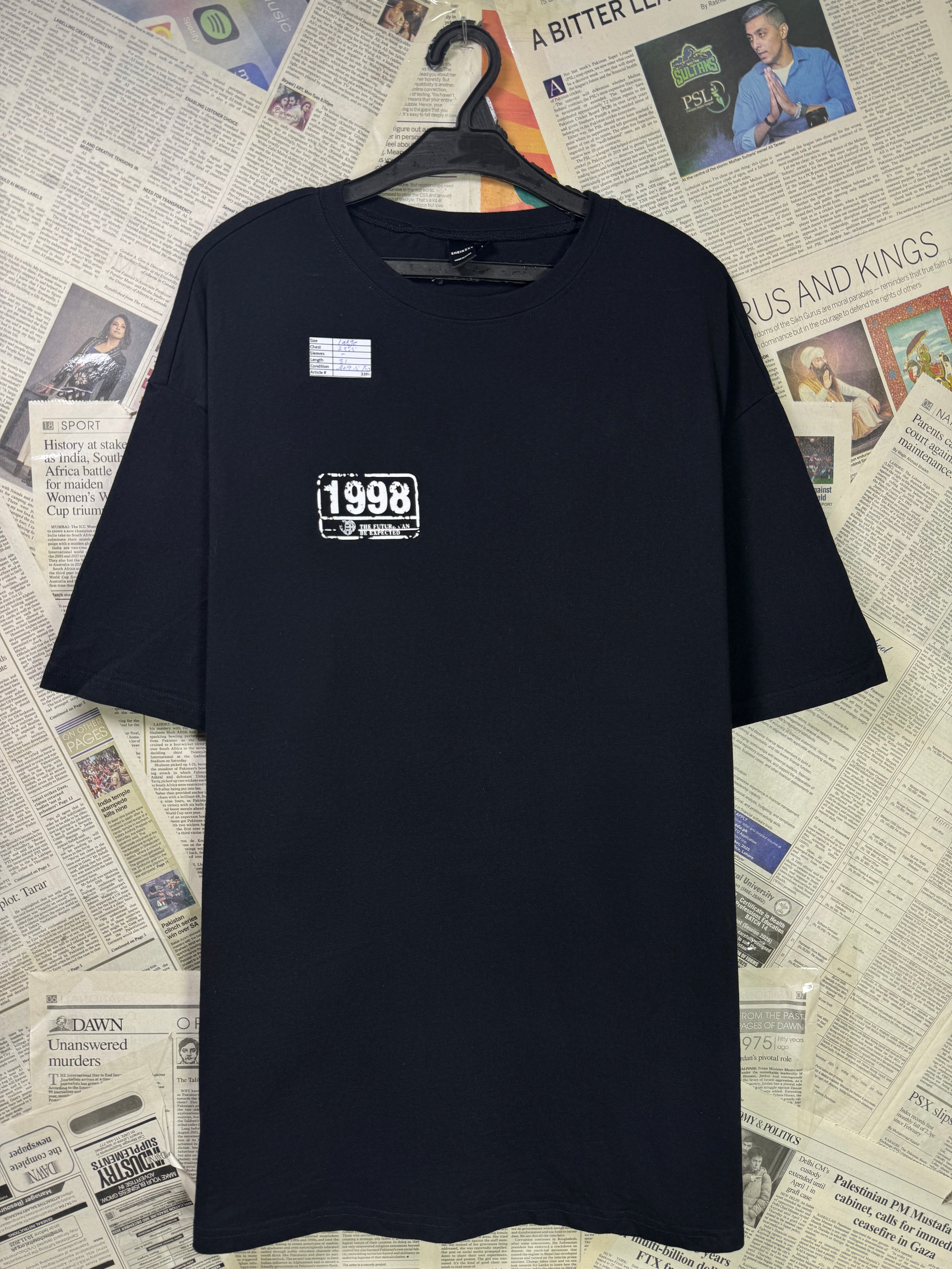Sheni® Large | Chest: 23.5" | Black | T-Shirt | Cotton | 3188 - Genuine Maal