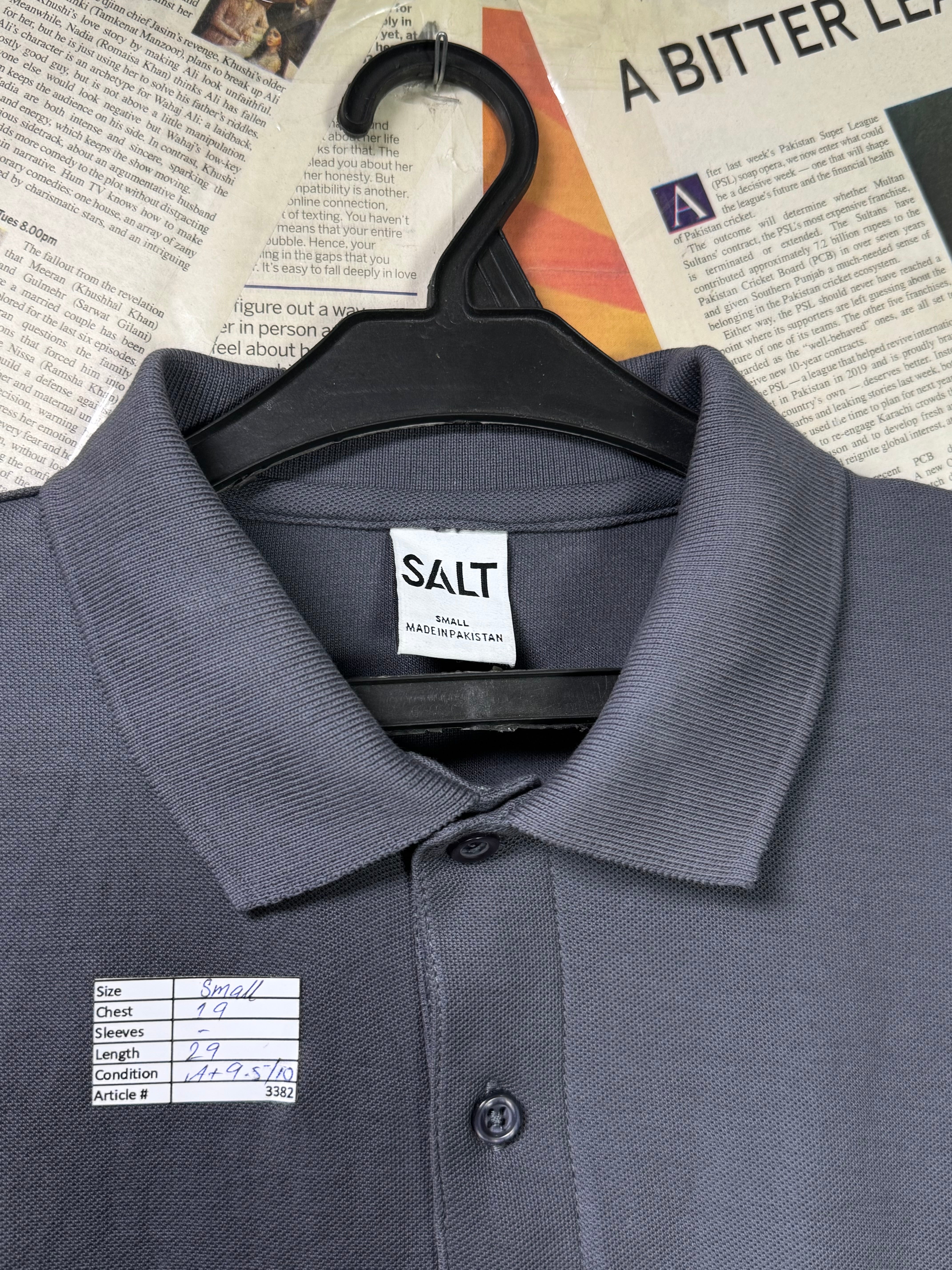 Salt® Small | Chest: 19" | Charcol | Polo Shirt | Cotton | 3382 - Genuine Maal