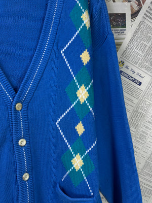 GANT® L/XL | Chest: 24.5" | Blue | Cable Knit Hand Intarsia Cardigen | Cotton | 3384 - Genuine Maal