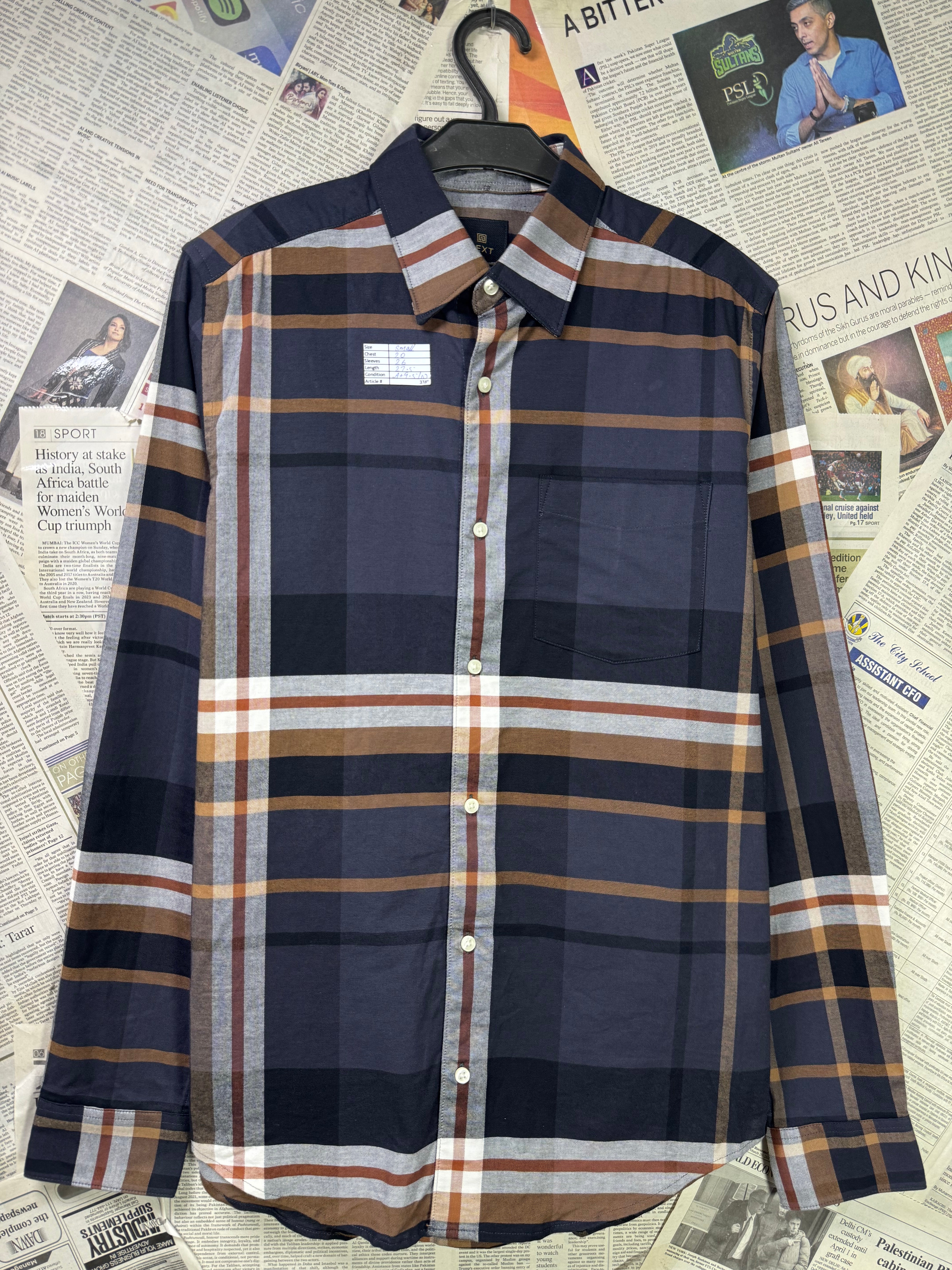 Next® Small | Chest: 20" | Plaid Shirt | Cotton | 3355 - Genuine Maal