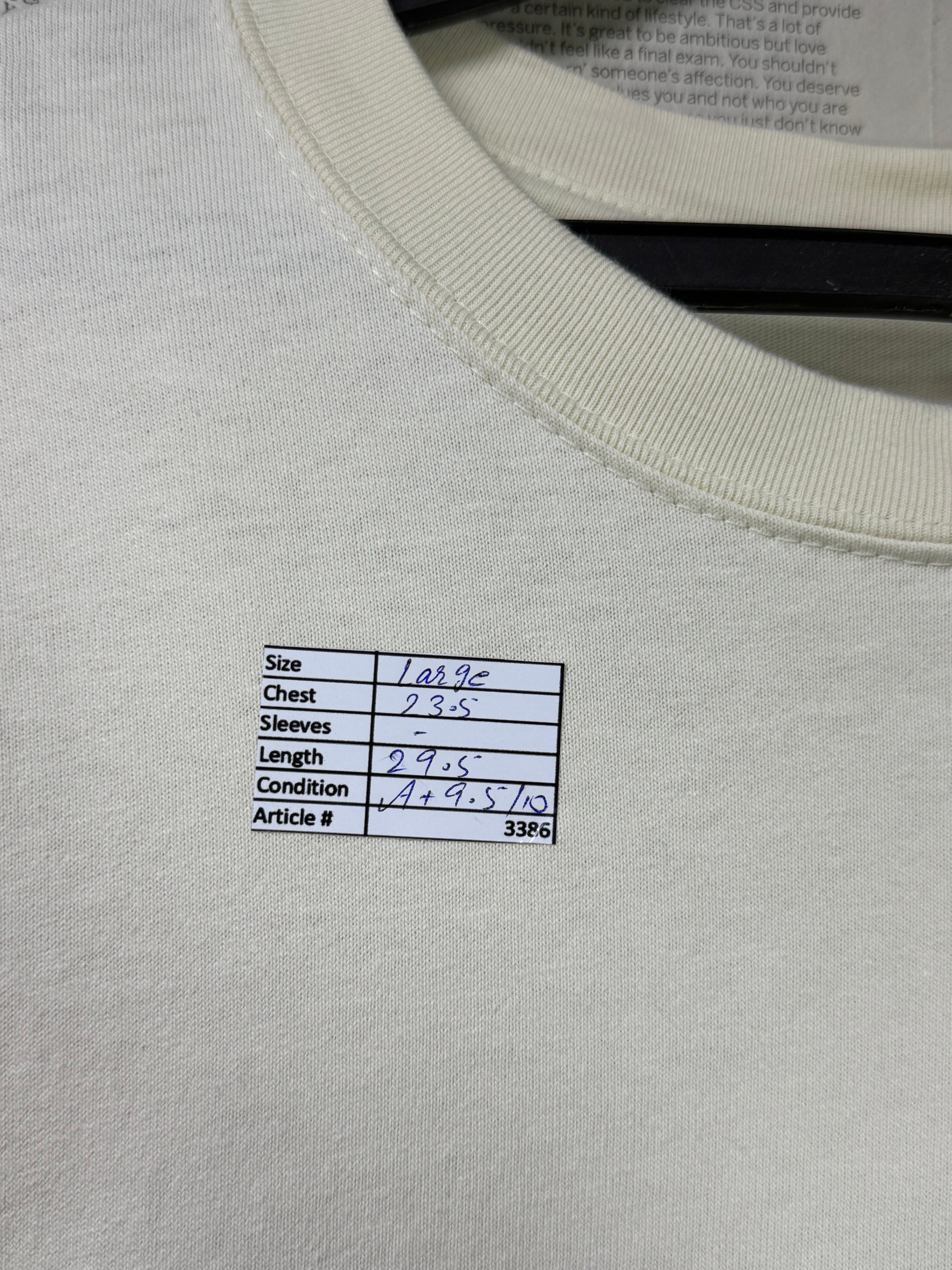 N*ke® Large | Chest: 23.5" | Coconut Milk | T-Shirt | Cotton | 3386 - Genuine Maal