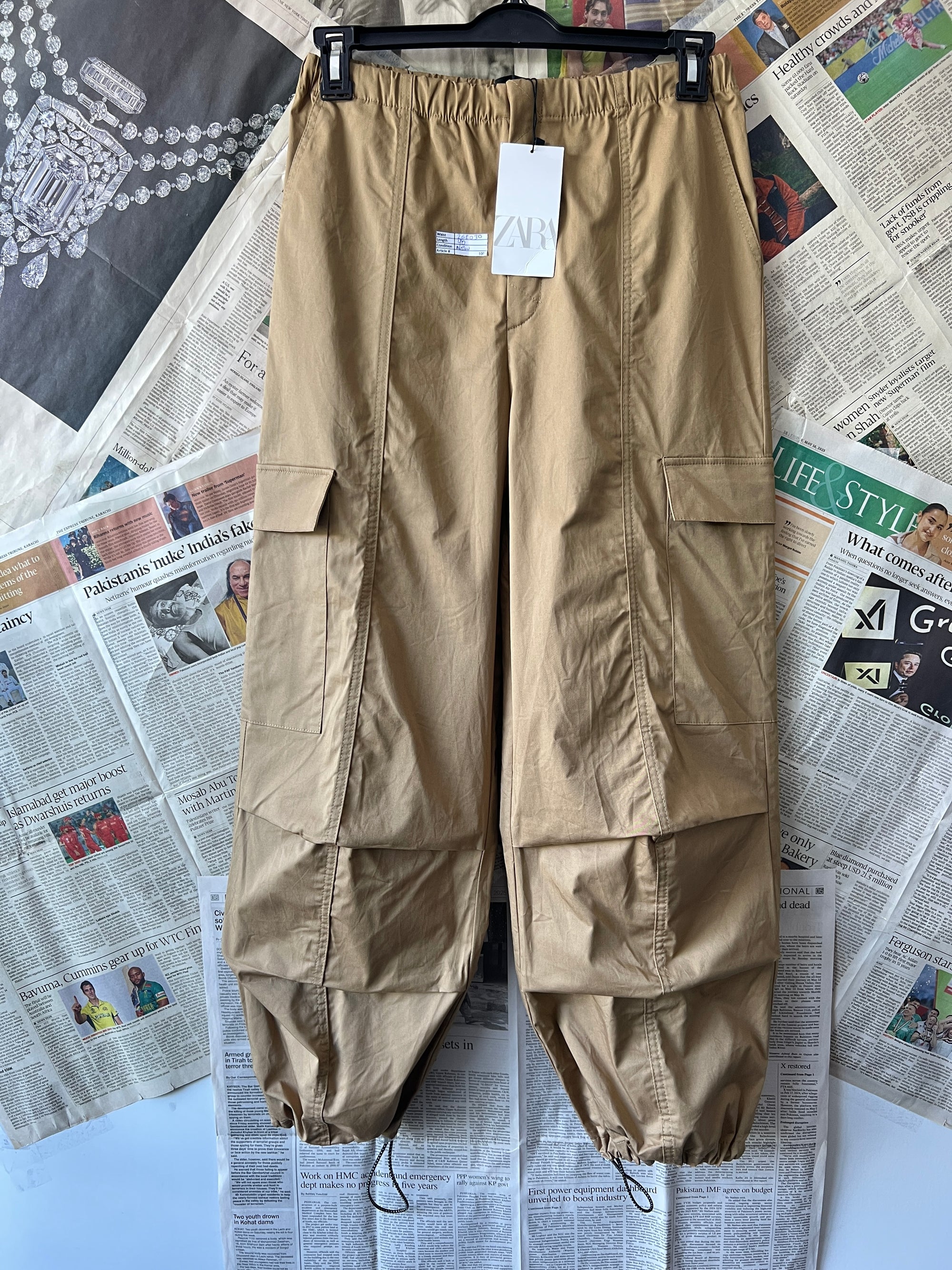 ZARA® Camel | Waist: 26" to 28" | Jogger Pants| 1007 - Genuine Maal