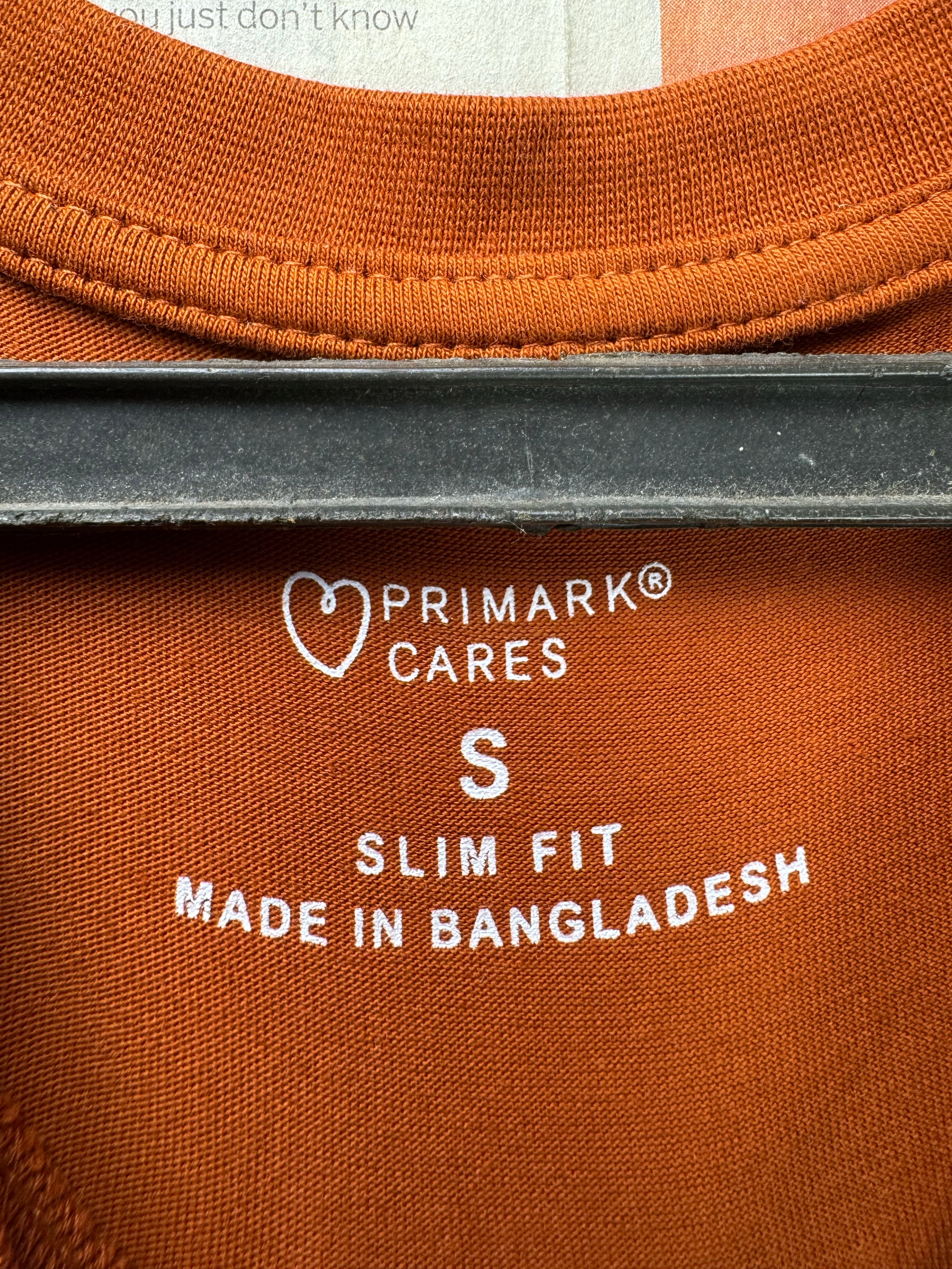 Primark® XS | Chest: 18" | Burnt Orange | T-Shirt | Cotton - Elastane | 4127 - Genuine Maal