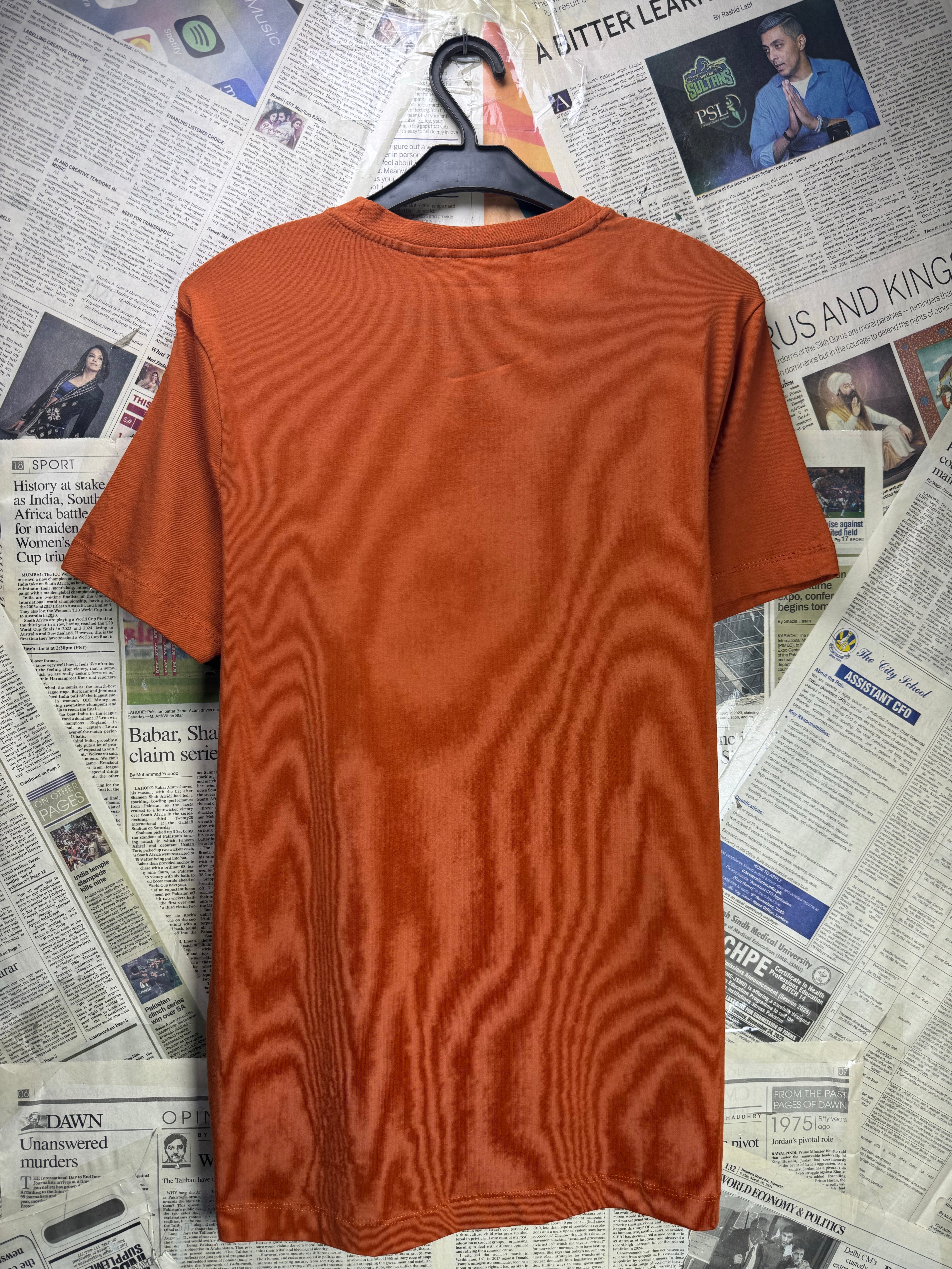 Primark® XS | Chest: 18" | Burnt Orange | T-Shirt | Cotton - Elastane | 4127 - Genuine Maal
