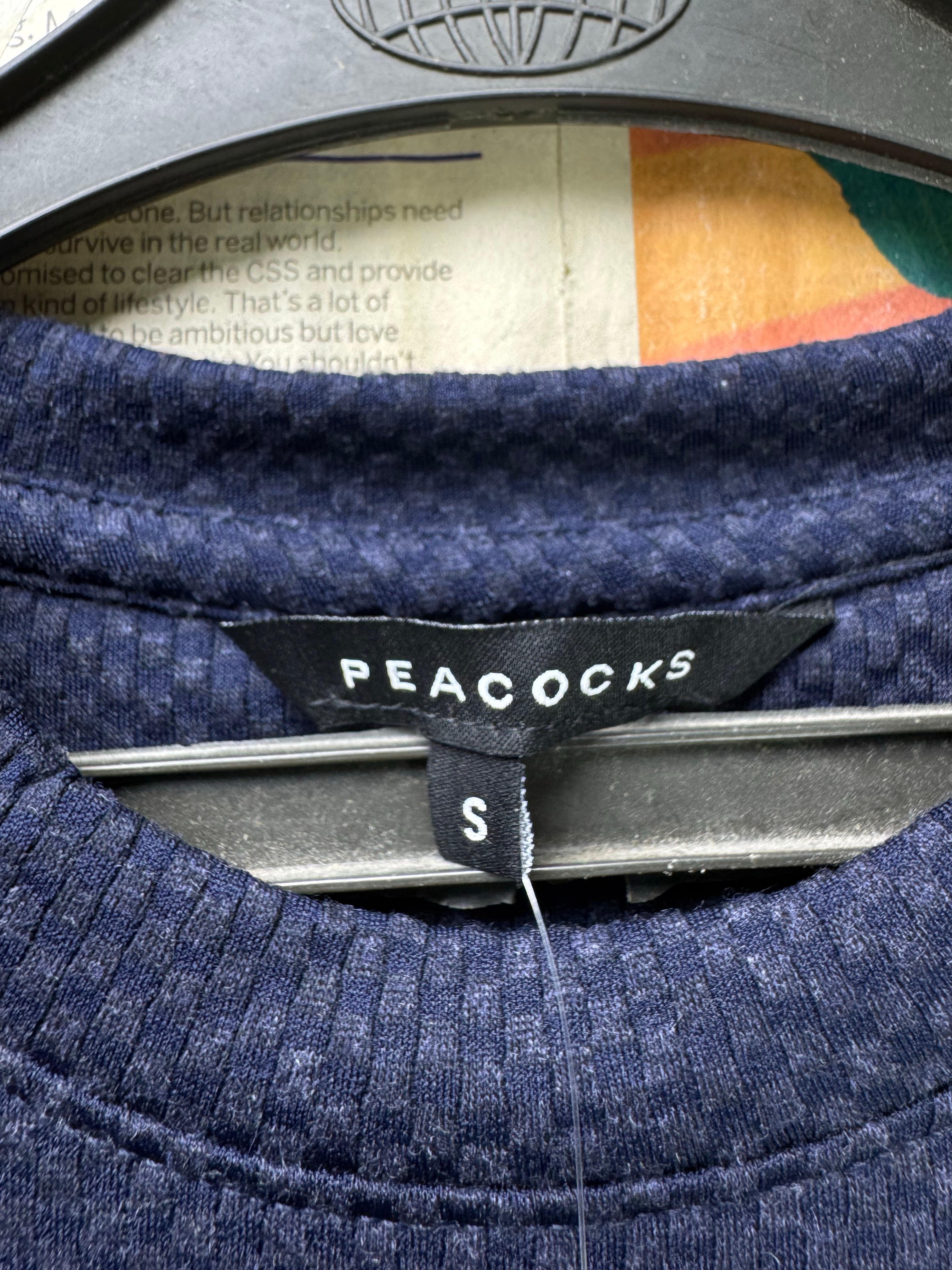Peacock® Small | Chest: 19" | Blue | Knit T-Shirt | Poly - Visc - Elastane | 4128 - Genuine Maal