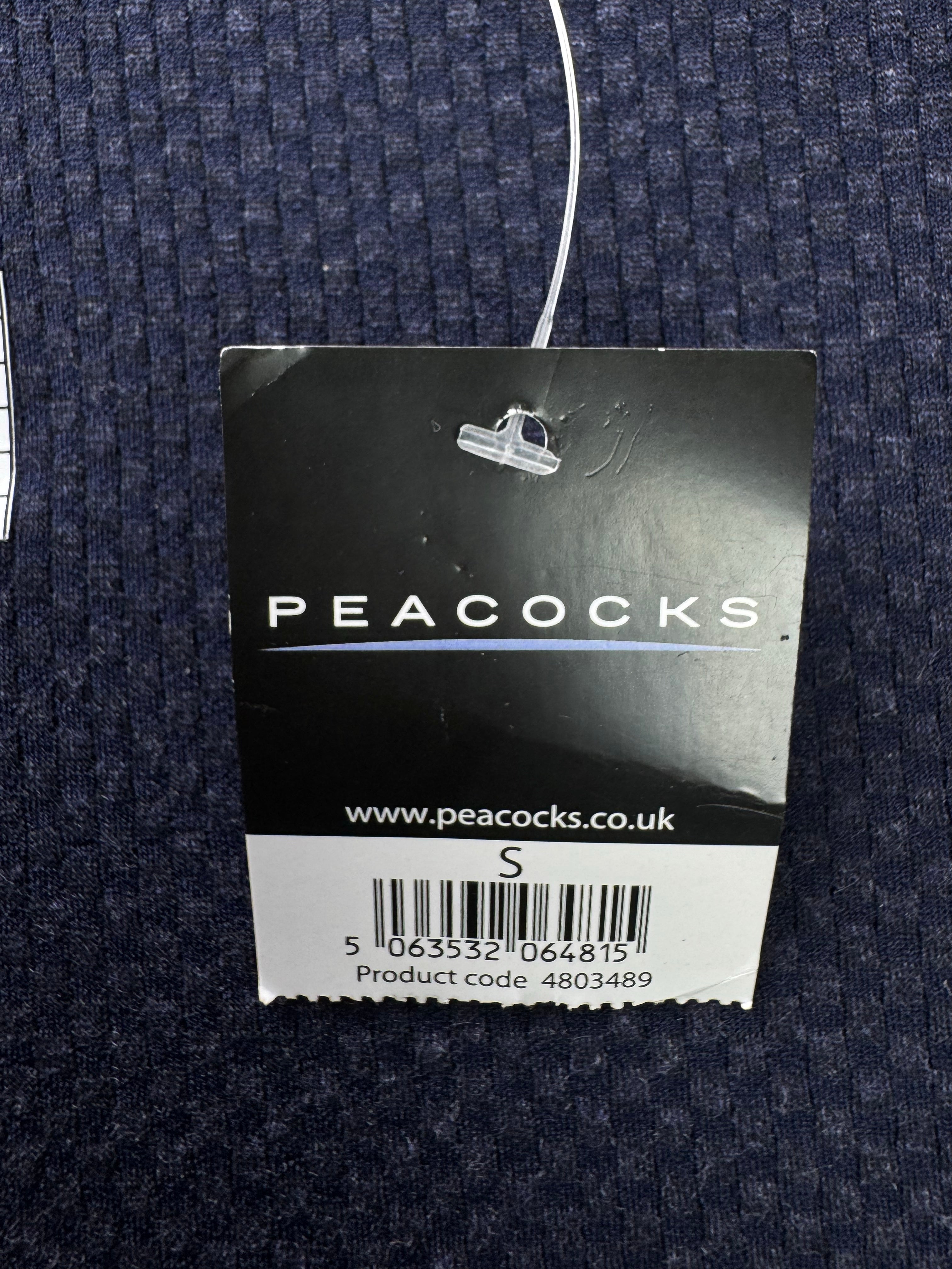 Peacock® Small | Chest: 19" | Blue | Knit T-Shirt | Poly - Visc - Elastane | 4128 - Genuine Maal
