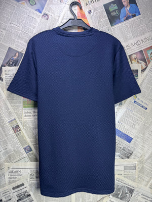 Peacock® Small | Chest: 19" | Blue | Knit T-Shirt | Poly - Visc - Elastane | 4128 - Genuine Maal