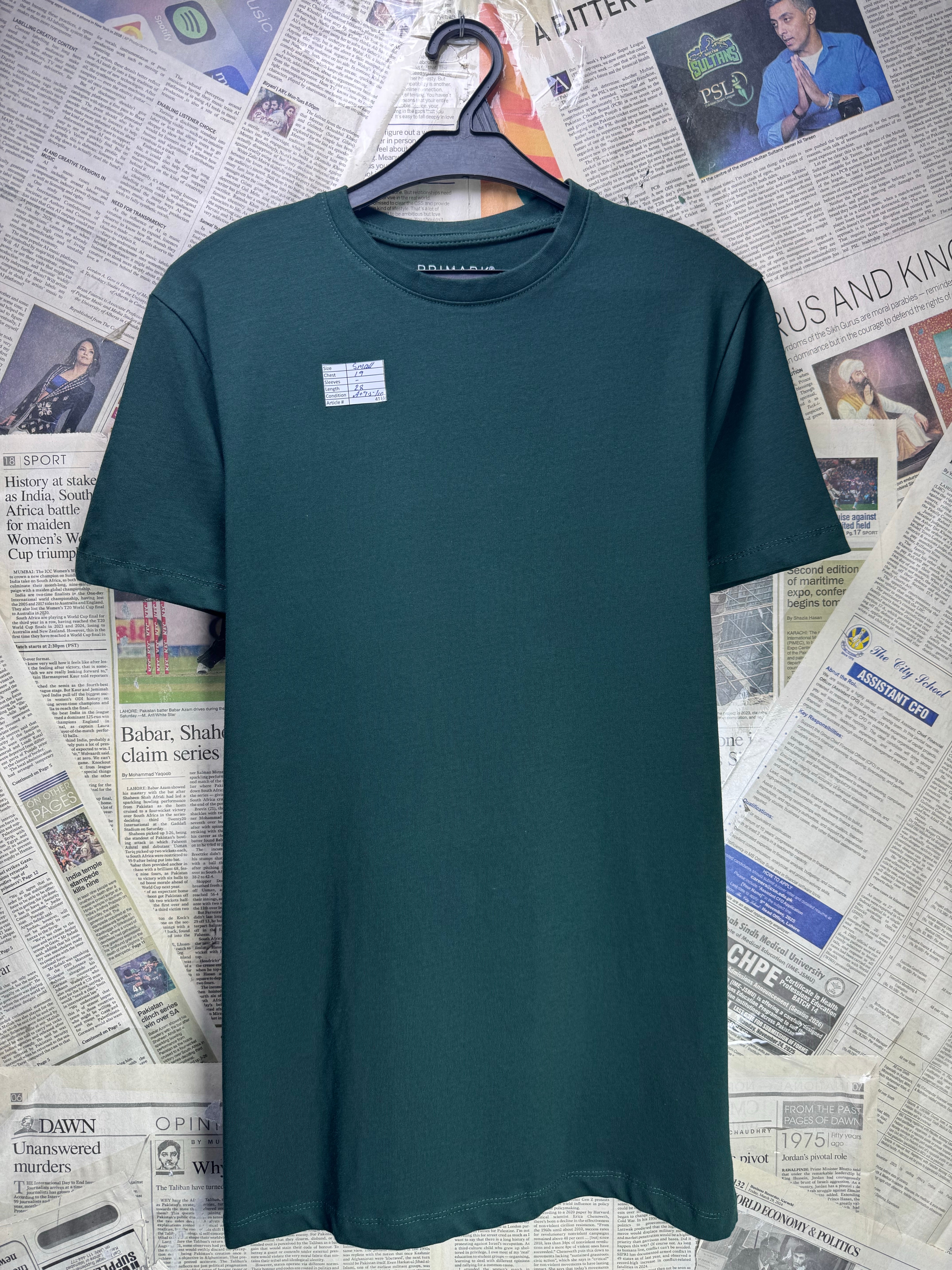 Primark® Small | Chest: 19" | T-Shirt | Cotton - Elastane | 4131 - Genuine Maal