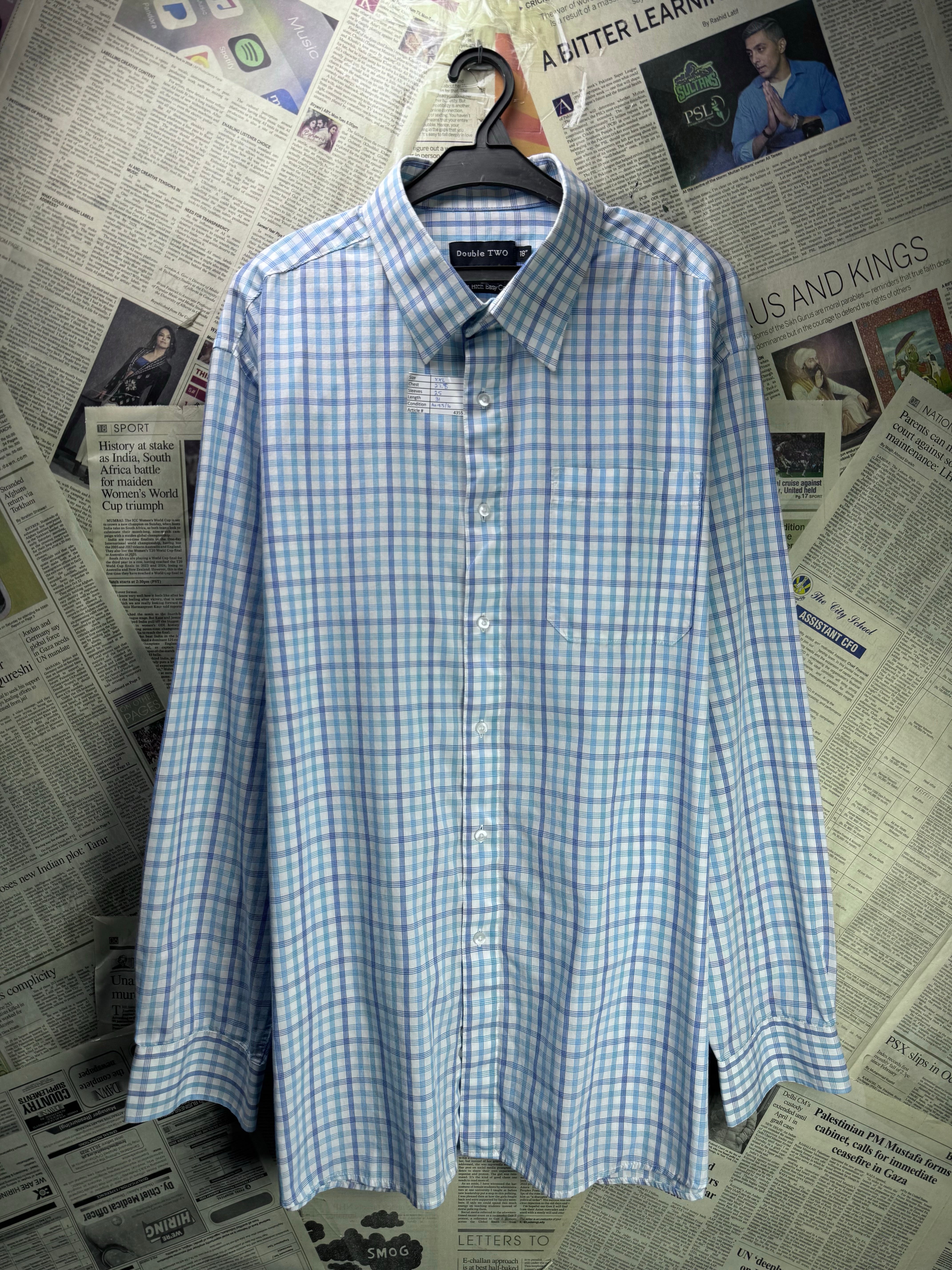 Double TWO® XXL | Chest: 27.5" | Check | Collar 18" Shirt | Cotton - Poly | 4355 - Genuine Maal
