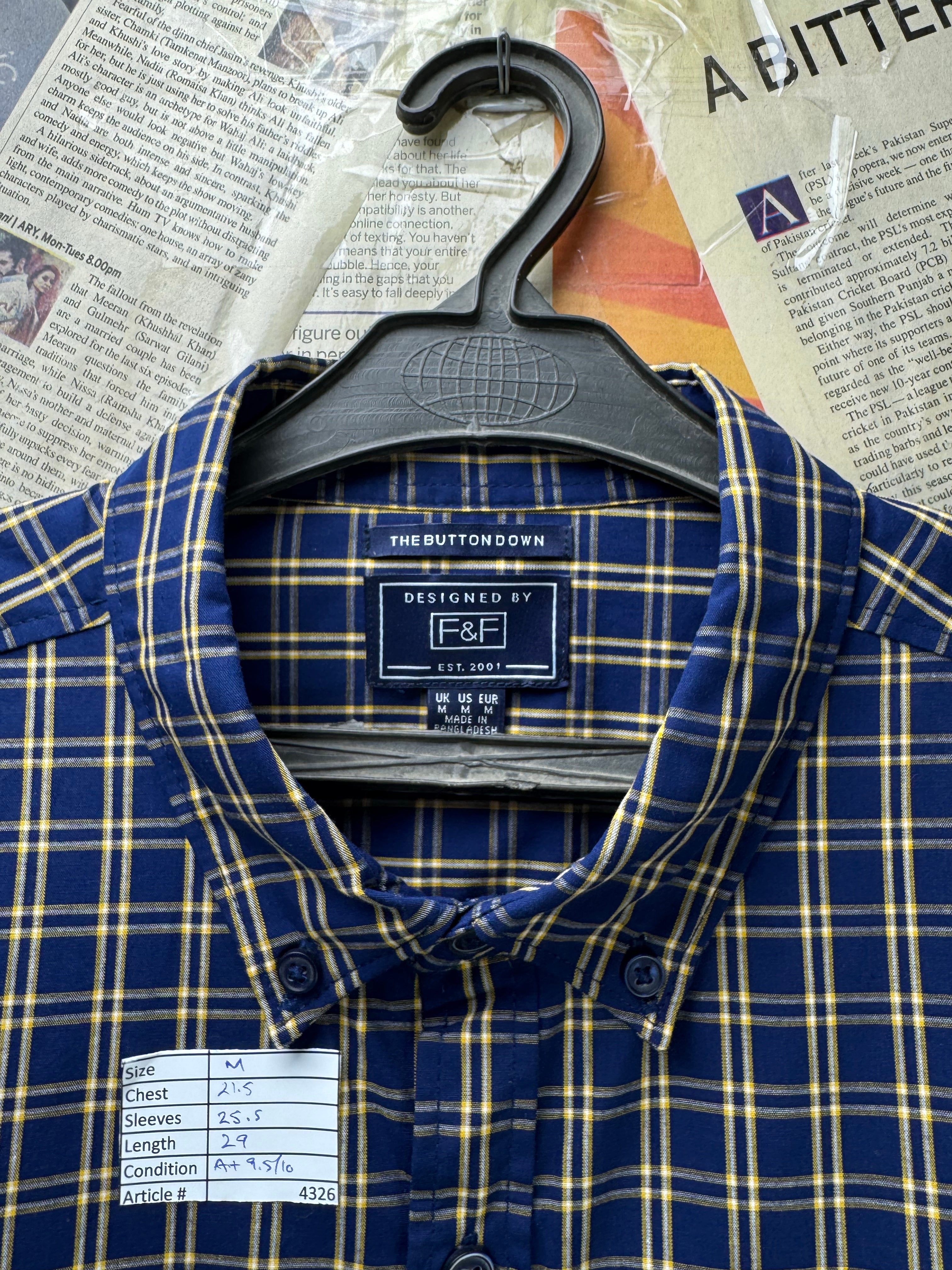 F&F® Medium | Chest: 21.5" | Check | Shirt | Cotton | 4326 - Genuine Maal