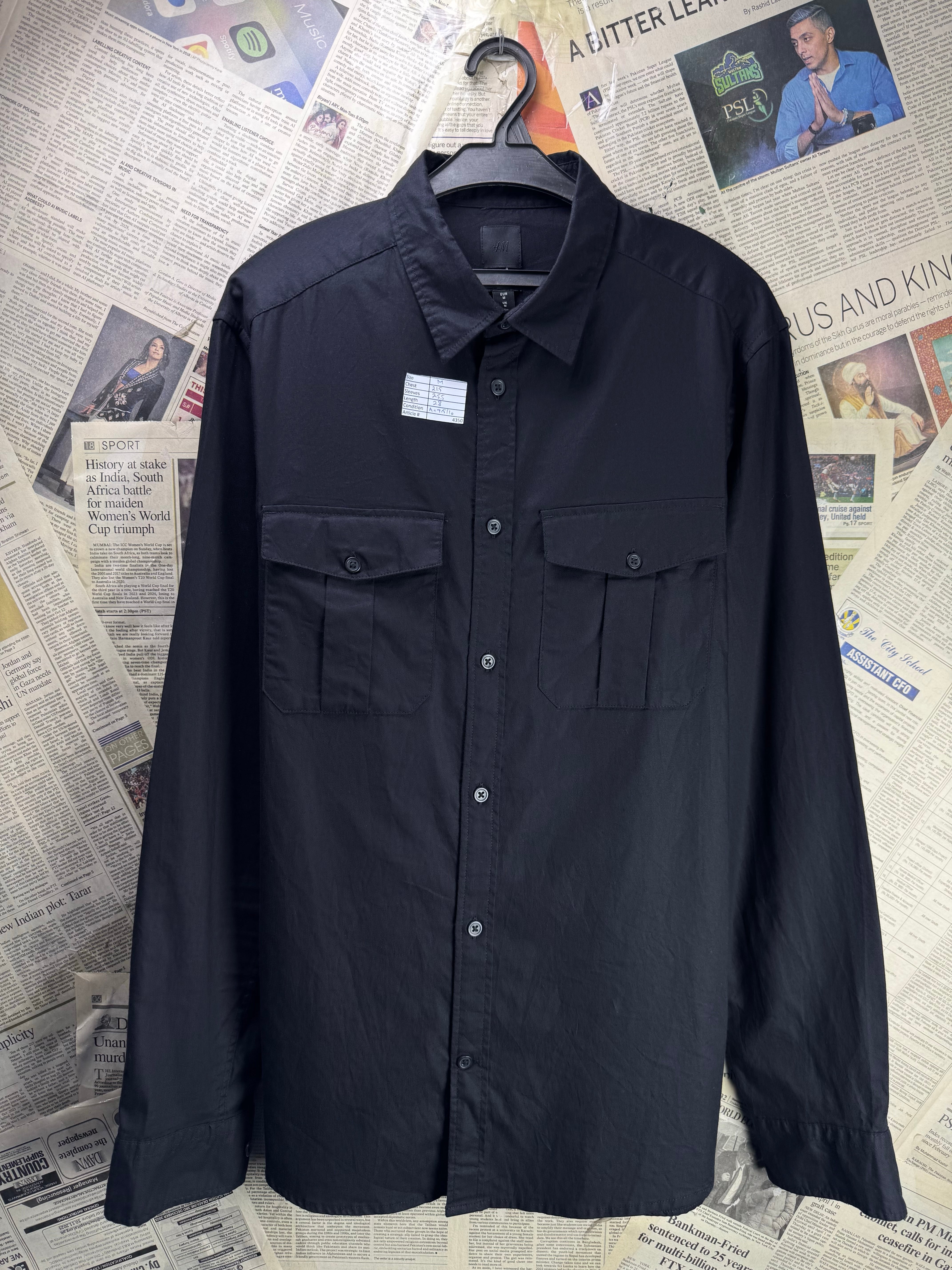 H&M® Medium | Chest: 21.5" | Black | Shirt | Cotton | 4350 - Genuine Maal
