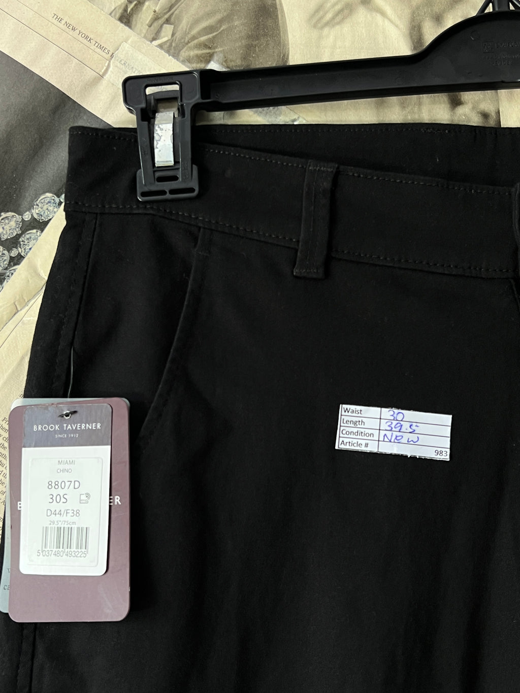 Brook Taverner® Waist: 30" | Black | Chino Pants | 983 - Genuine Maal