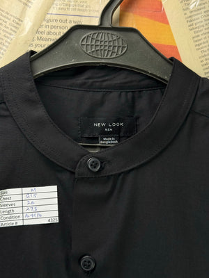 New Look® Medium | Chest: 21.5" | Black | Band Collar Shirt | Poly - Cotton | 4325 - Genuine Maal