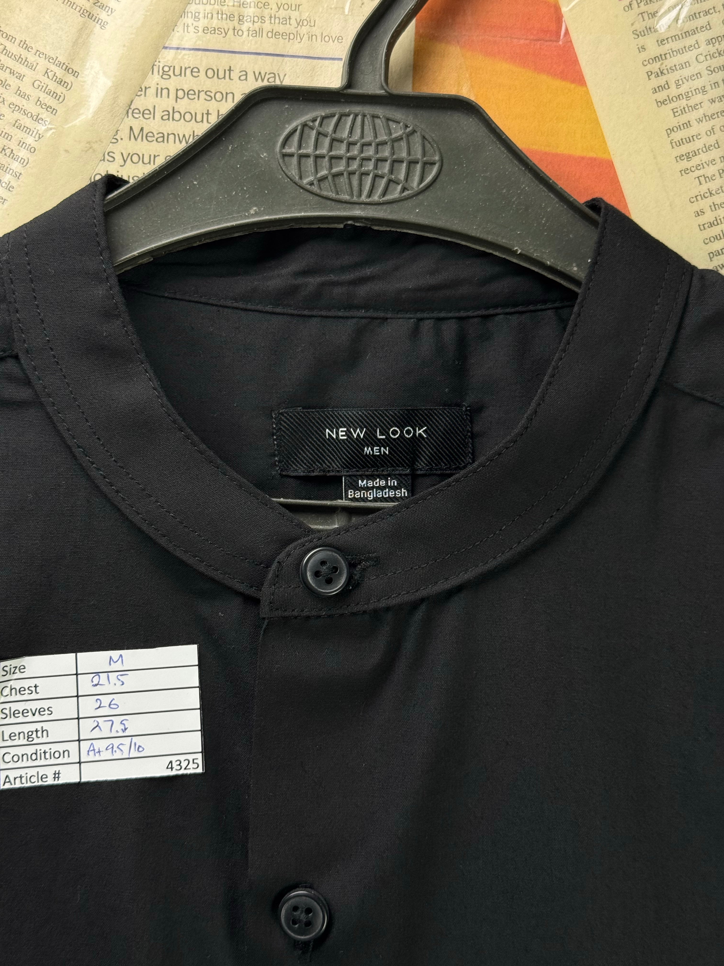 New Look® Medium | Chest: 21.5" | Black | Band Collar Shirt | Poly - Cotton | 4325 - Genuine Maal