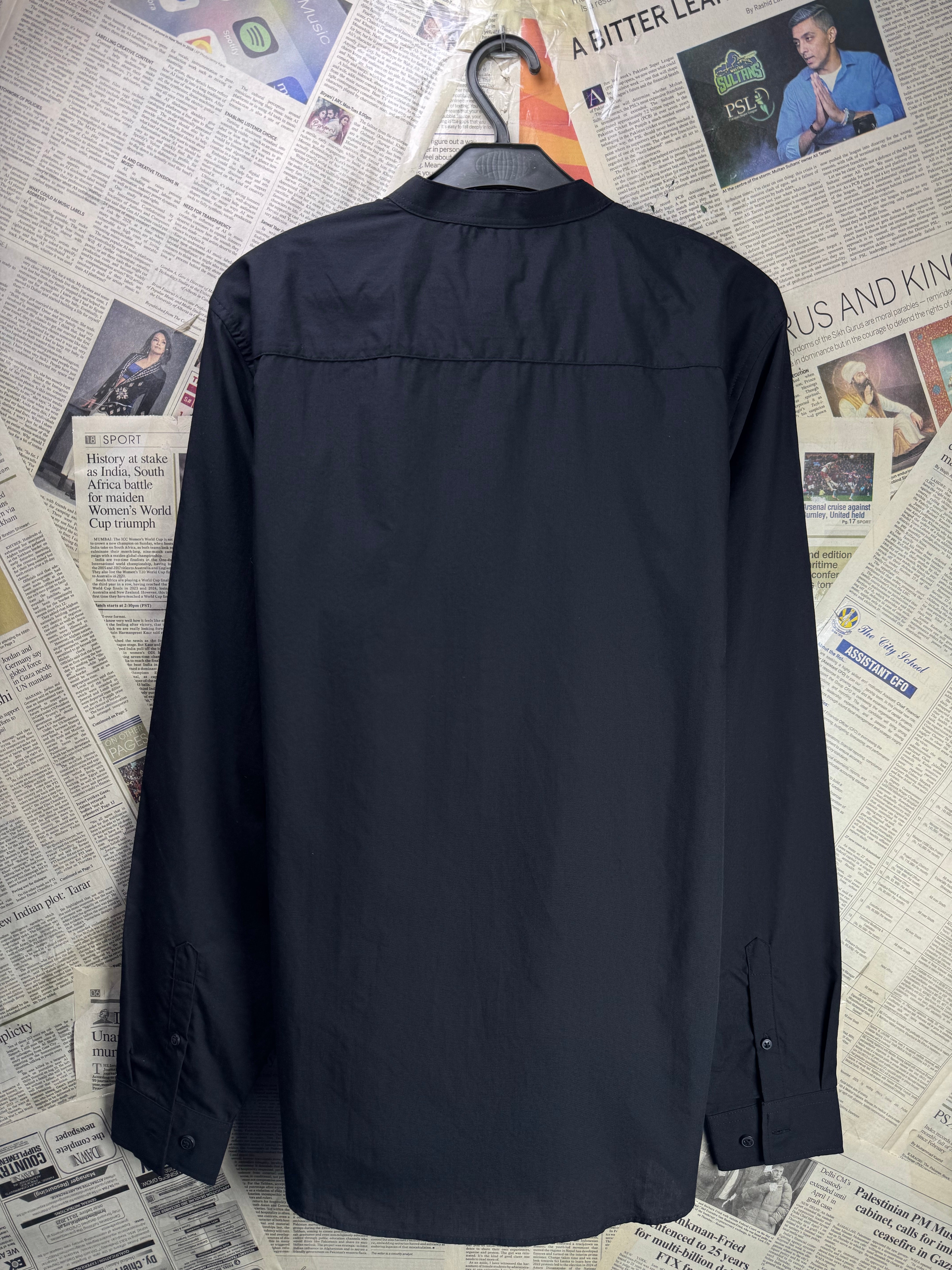 New Look® Medium | Chest: 21.5" | Black | Band Collar Shirt | Poly - Cotton | 4325 - Genuine Maal