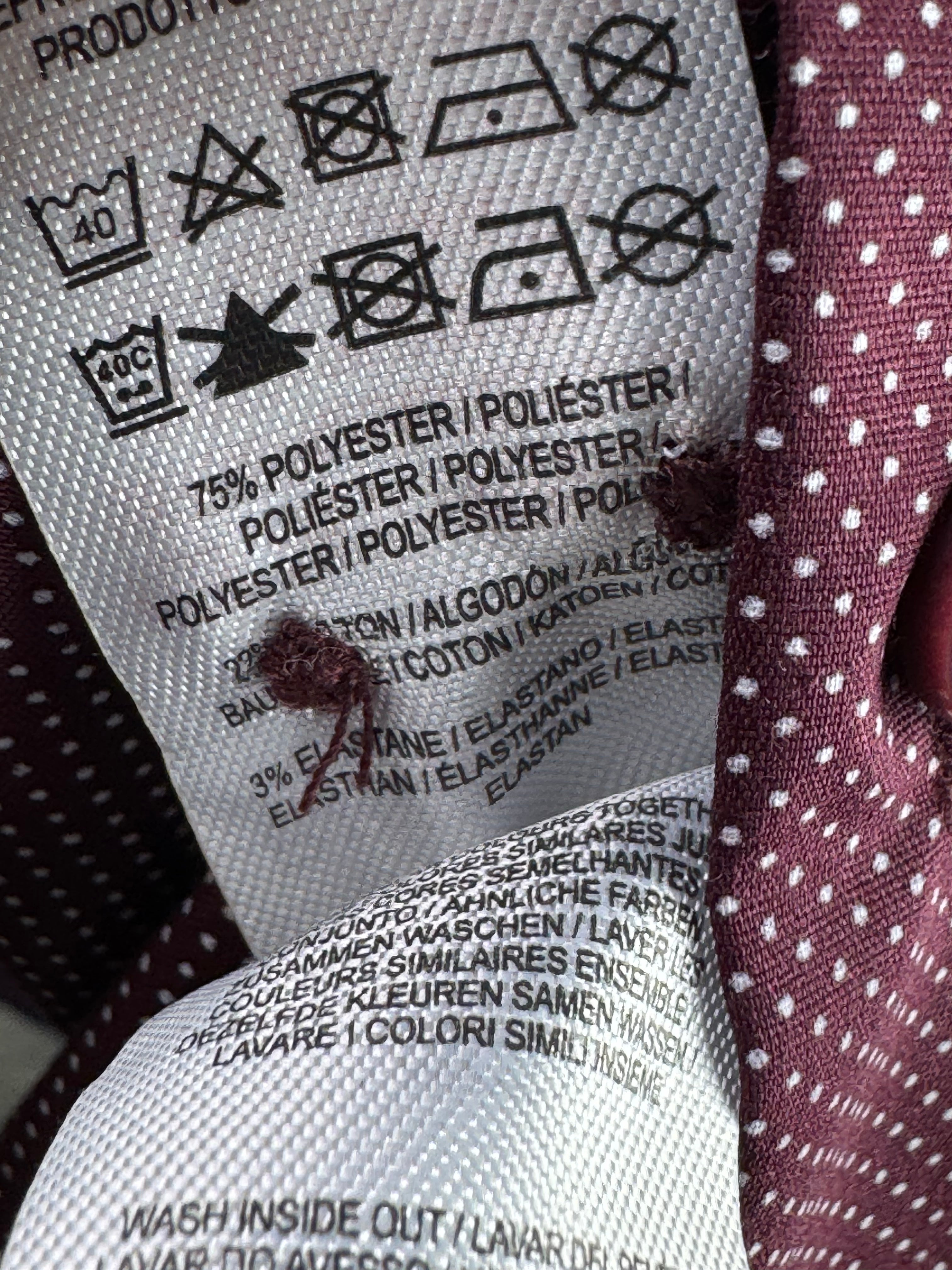 Primark® Large | Chest 23” | Maroon with Polka Dots | Shirt | Poly - Cotton - Elastane | 4331 - Genuine Maal