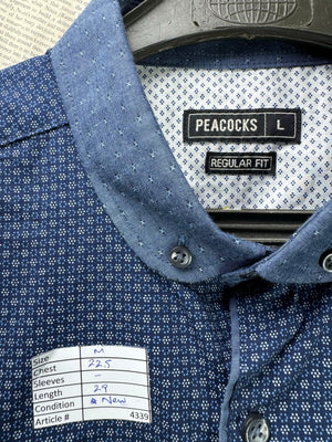 Peacocks® Medium | Chest: 22.5" | Blue | Shirt | Cotton | 4339 - Genuine Maal