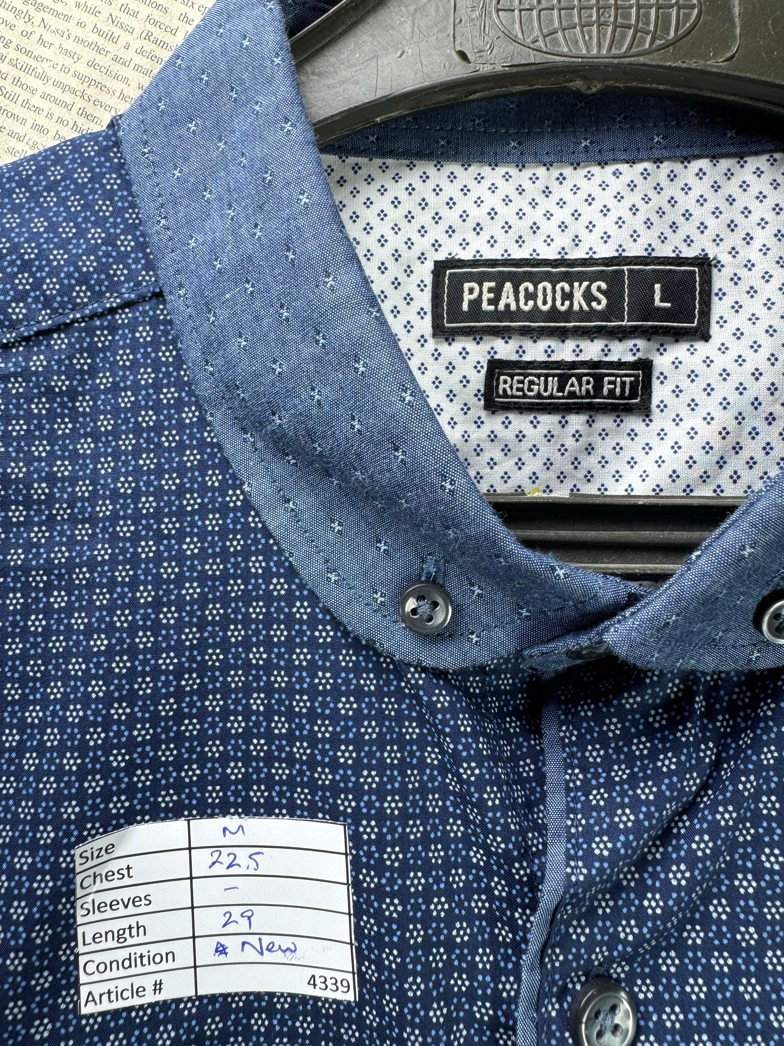 Peacocks® Medium | Chest: 22.5" | Blue | Shirt | Cotton | 4339 - Genuine Maal