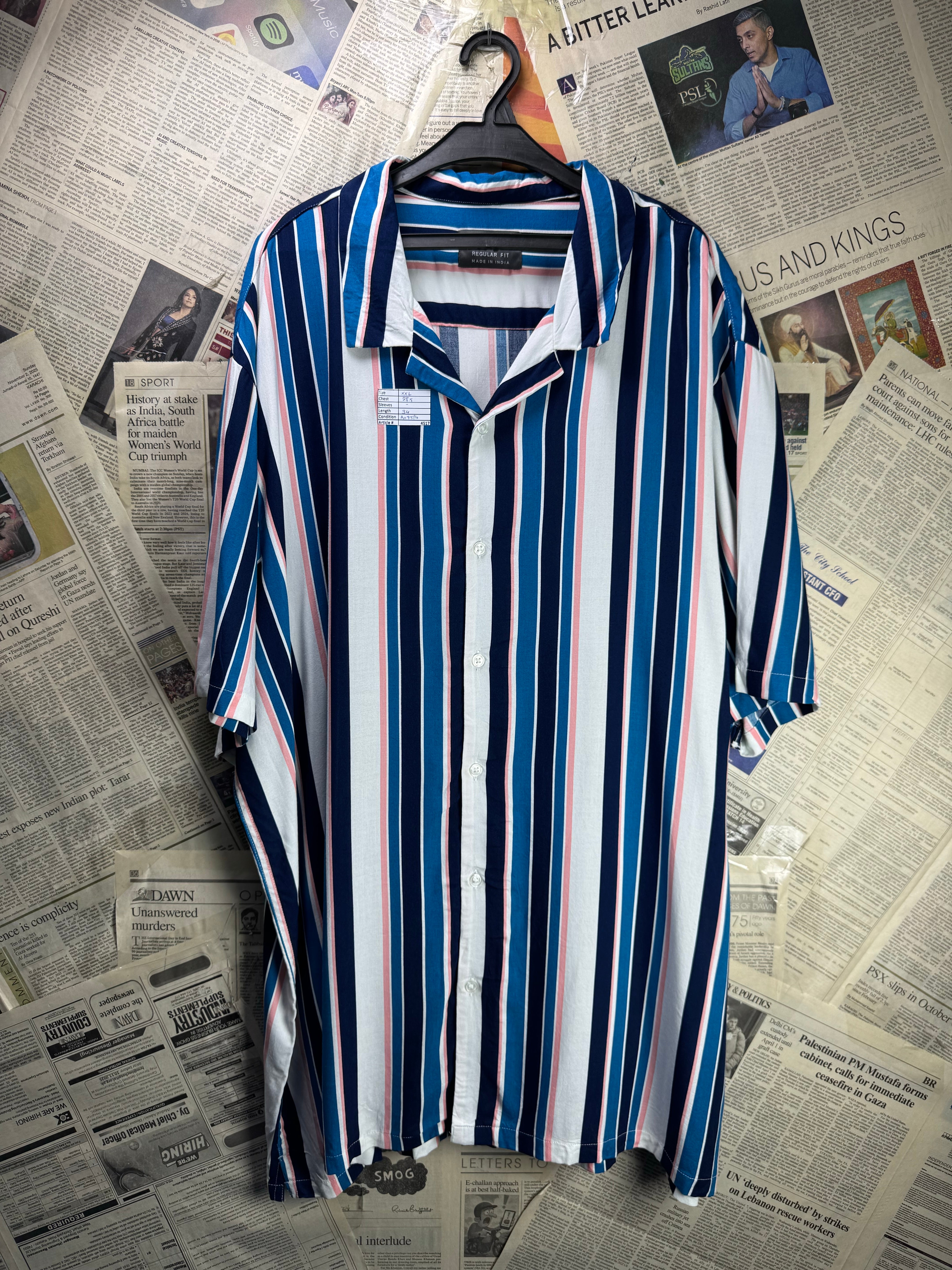 Primark® XXL | Chest: 28.5" | Stripe | Hawaii Shirt | Viscose | 4517 - Genuine Maal