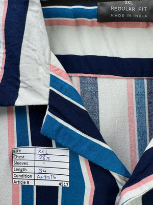 Primark® XXL | Chest: 28.5" | Stripe | Hawaii Shirt | Viscose | 4517 - Genuine Maal