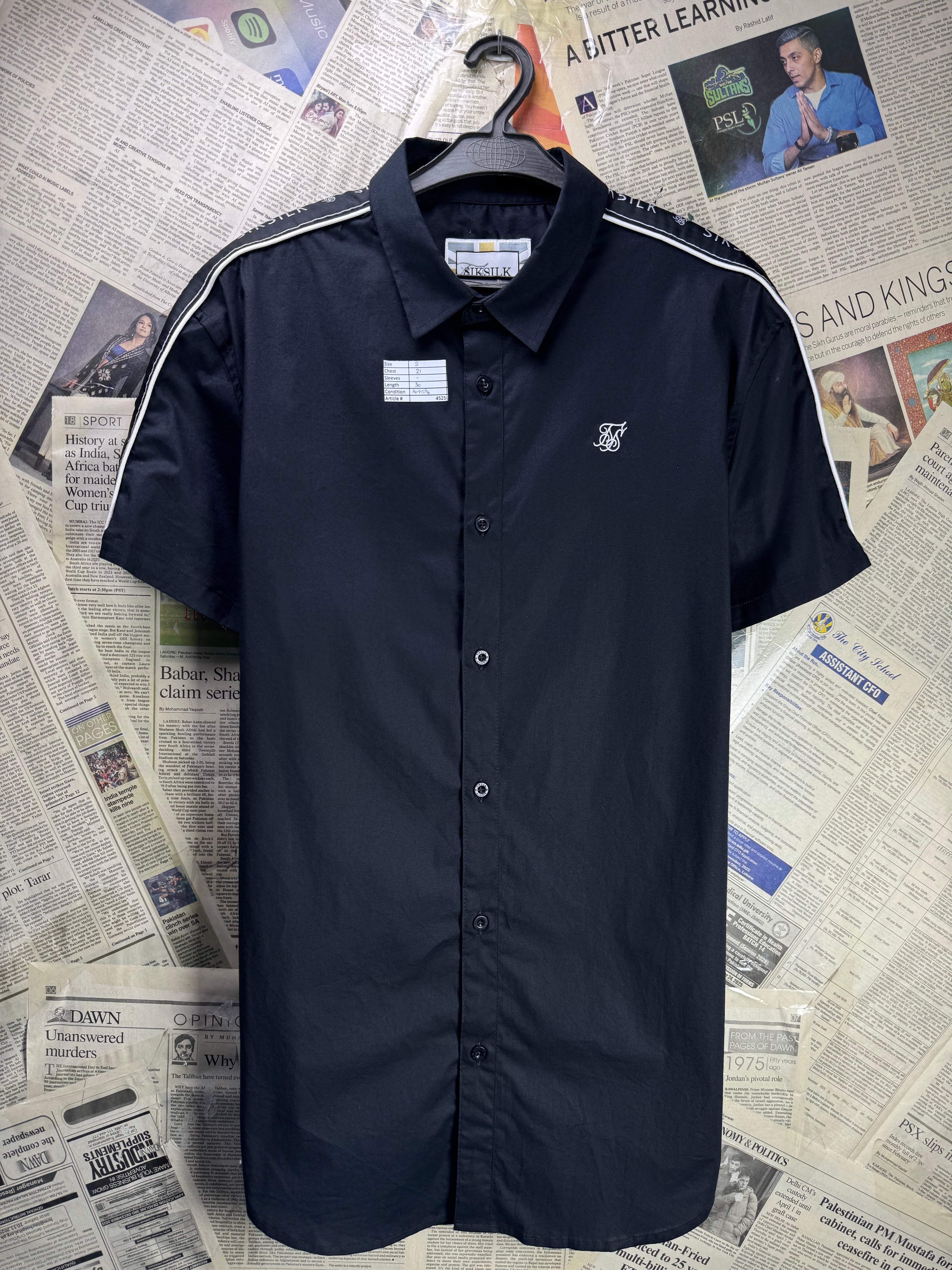 SilkSilk® Small | Chest: 21" | Black | Shirt | Cotton - Elastane | 4525 - Genuine Maal