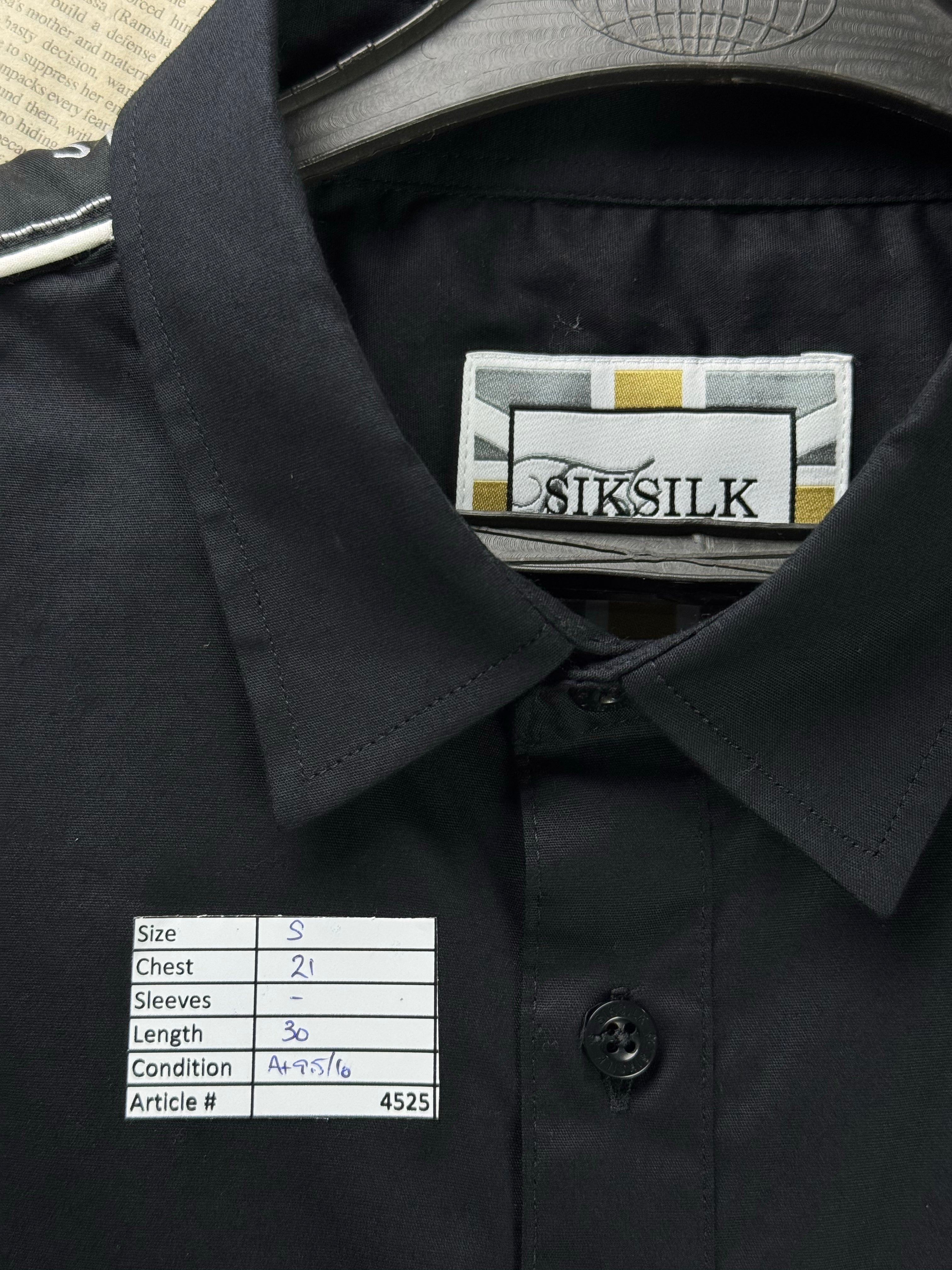 SilkSilk® Small | Chest: 21" | Black | Shirt | Cotton - Elastane | 4525 - Genuine Maal