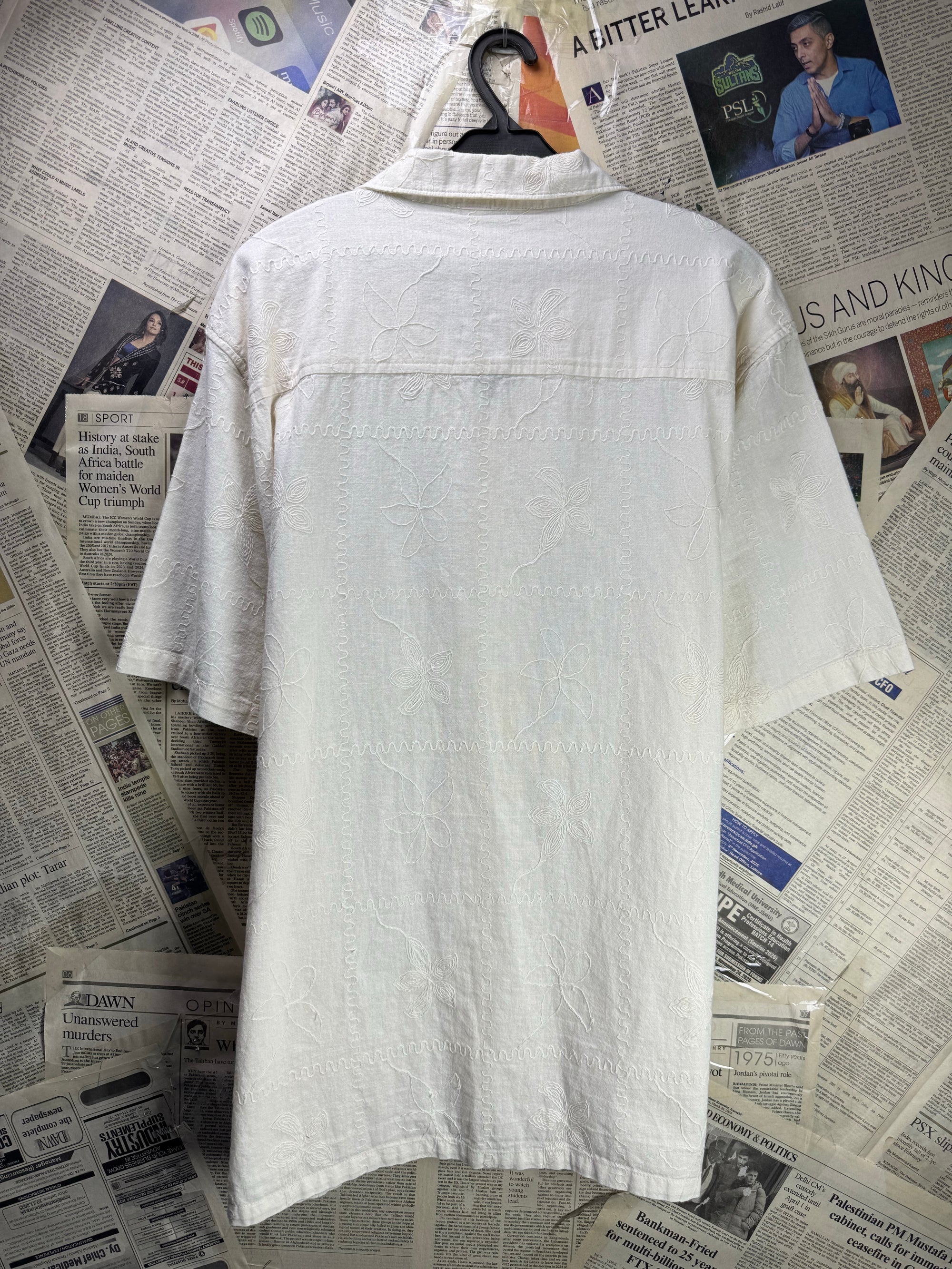 Primark® XL | Chest: 26" | Beige | Camp Shirt | Cotton - Linen | 4328 - Genuine Maal