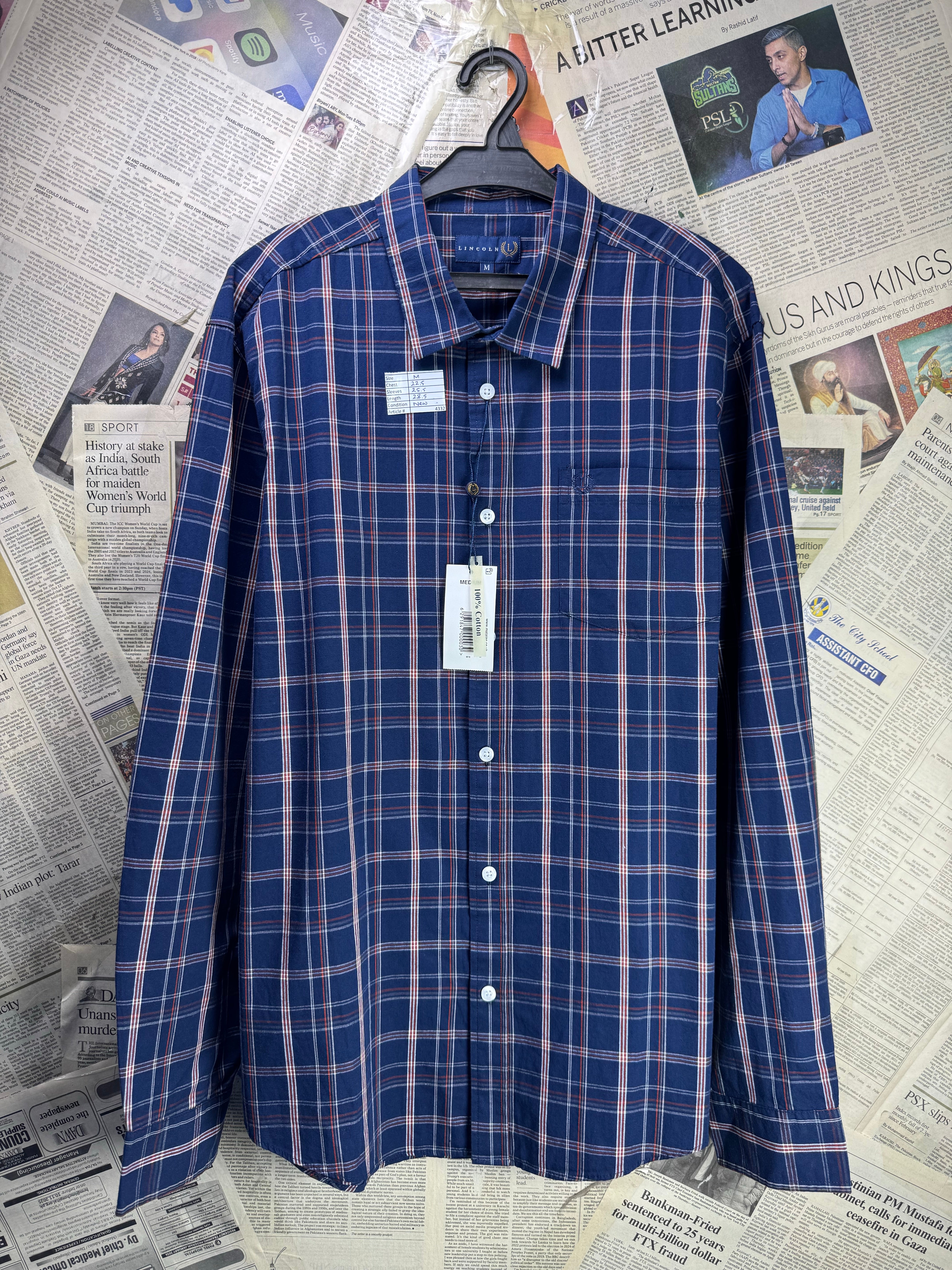 Lincoln® Medium | Chest: 22.5" | Blue | Shirt | Cotton | 4332 - Genuine Maal