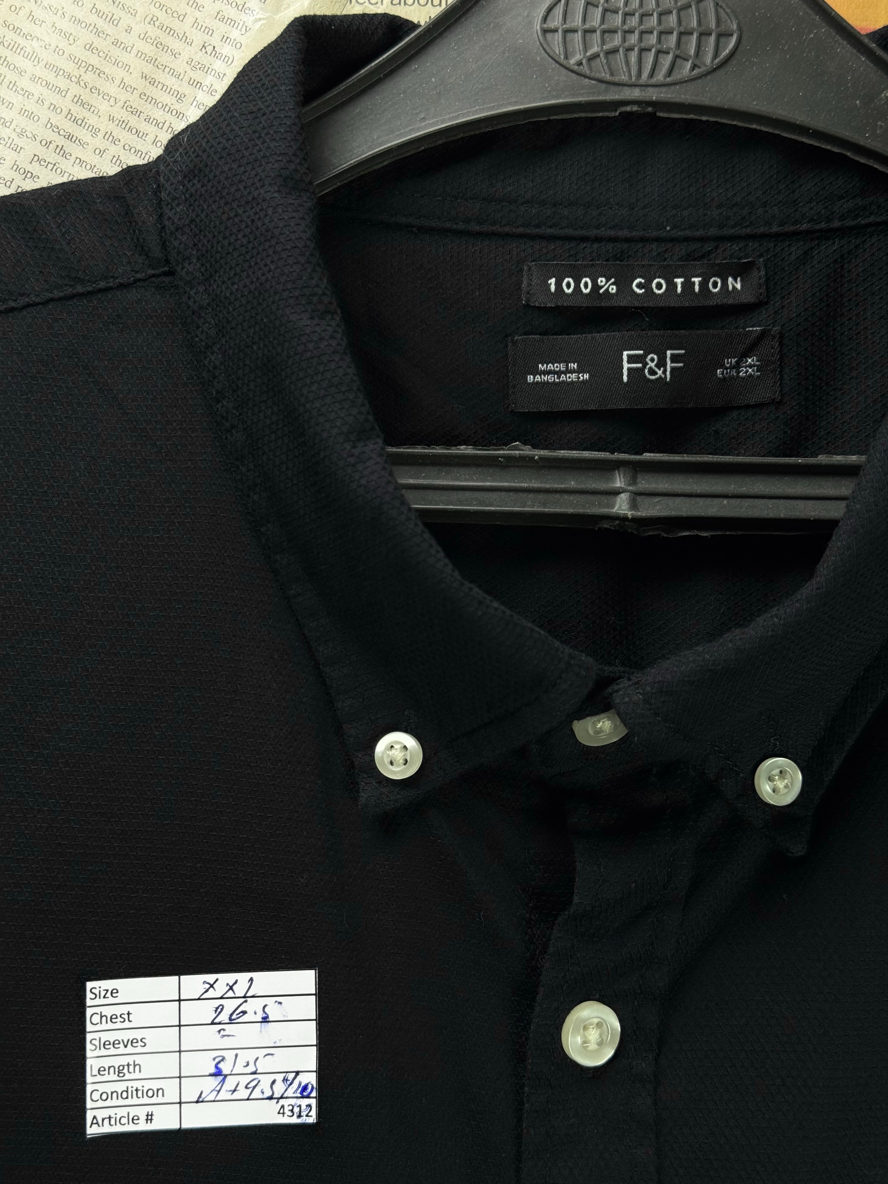 F&F® XXL | Chest: 26.5" | Black | Shirt | Cotton | 4312 - Genuine Maal
