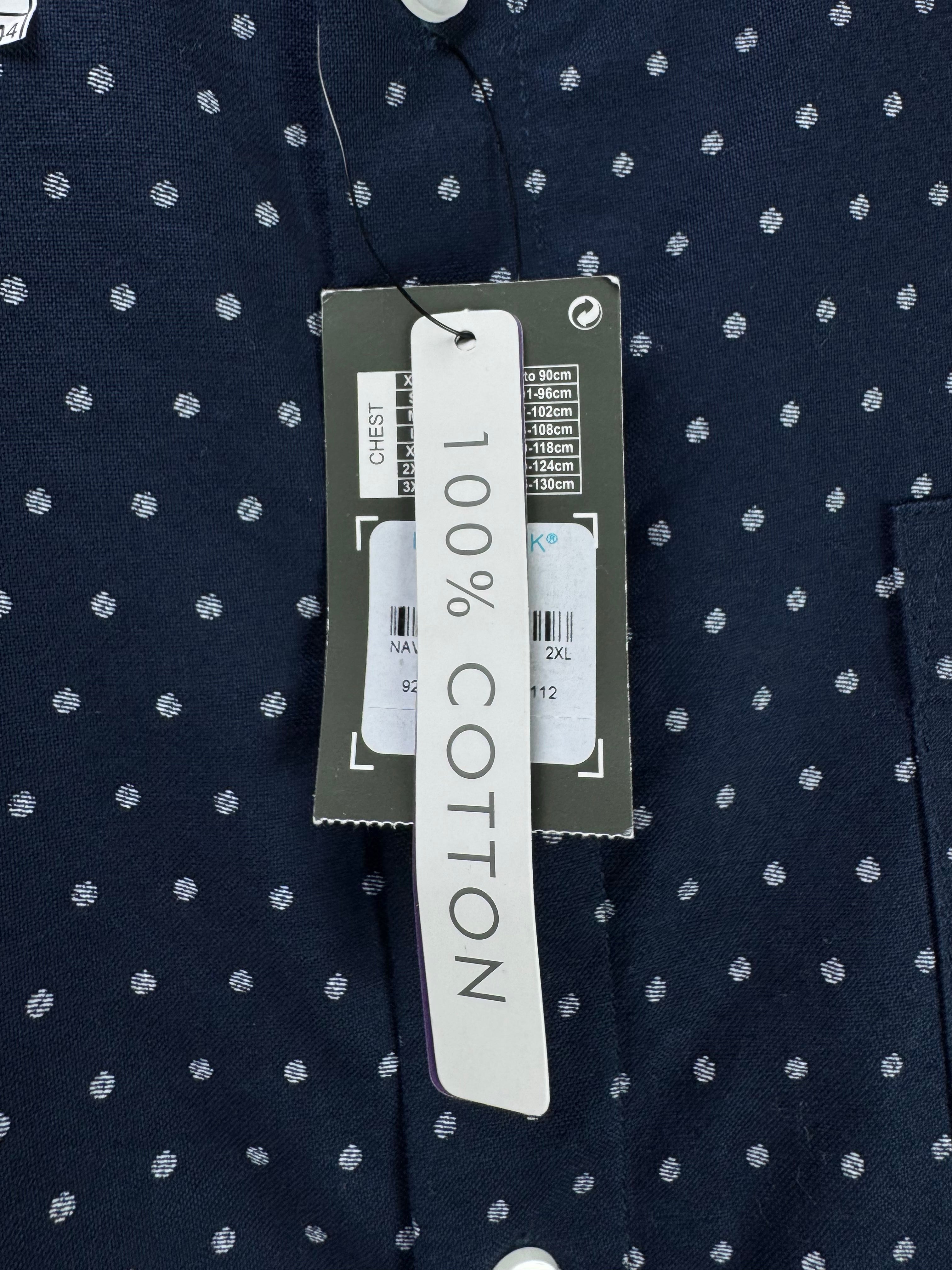 Primark® XL | Chest: 25" | Blue with Dots | Shirt | Cotton | 4544 - Genuine Maal