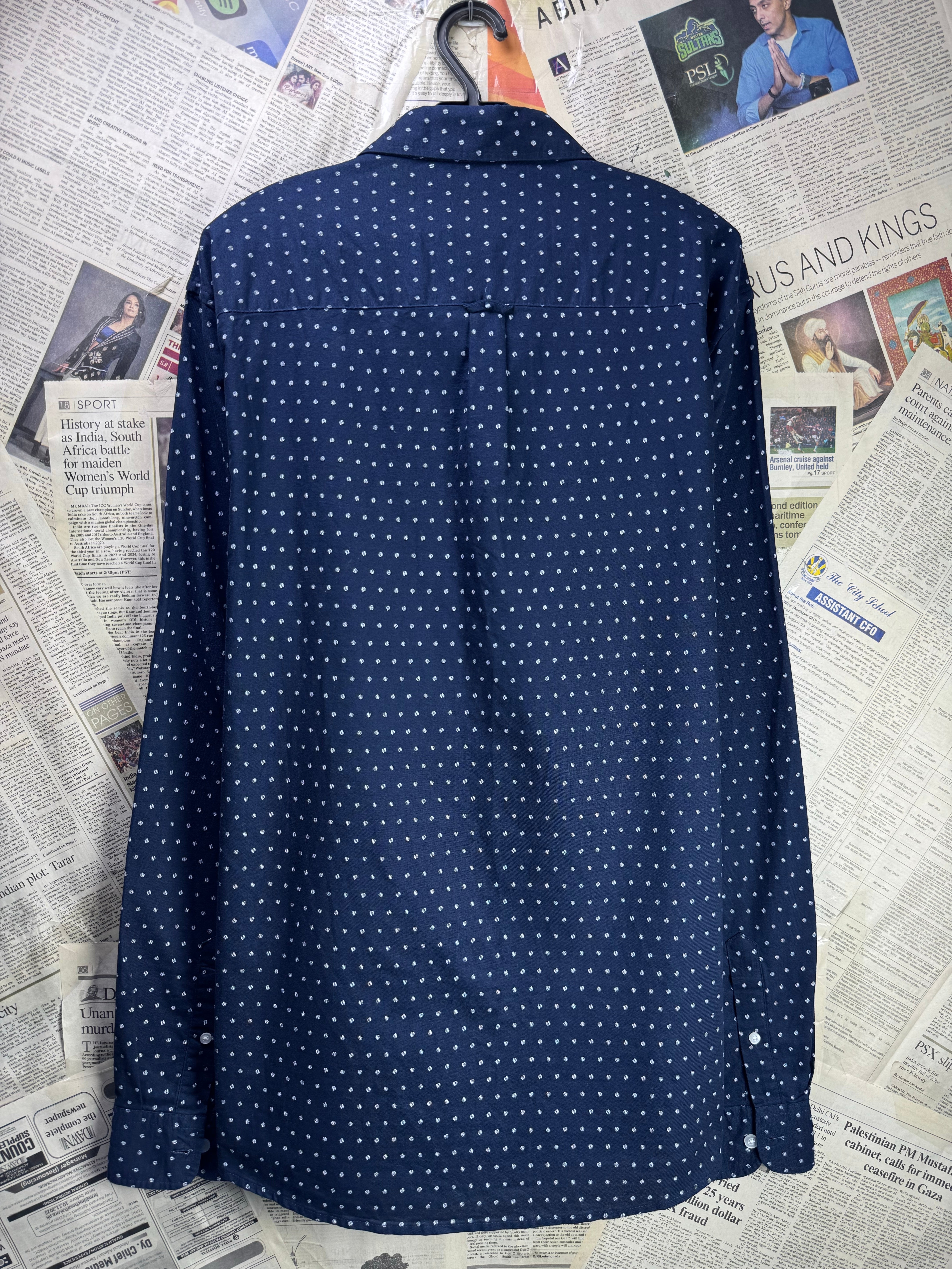 Primark® XL | Chest: 25" | Blue with Dots | Shirt | Cotton | 4544 - Genuine Maal