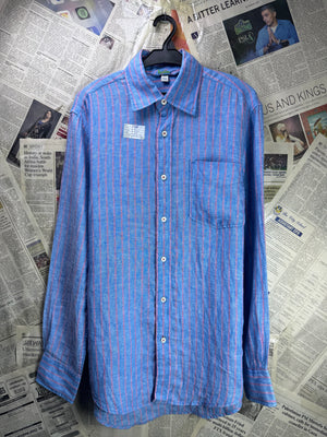 Boden® Small | Chest: 20" | Blue Stripe | Shirt | Linen | 4543 - Genuine Maal