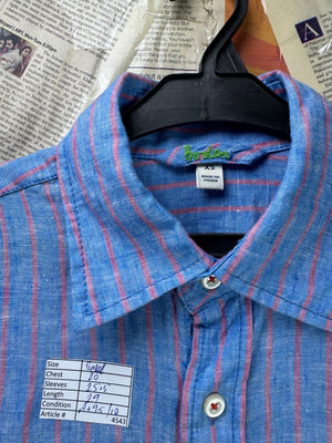 Boden® Small | Chest: 20" | Blue Stripe | Shirt | Linen | 4543 - Genuine Maal