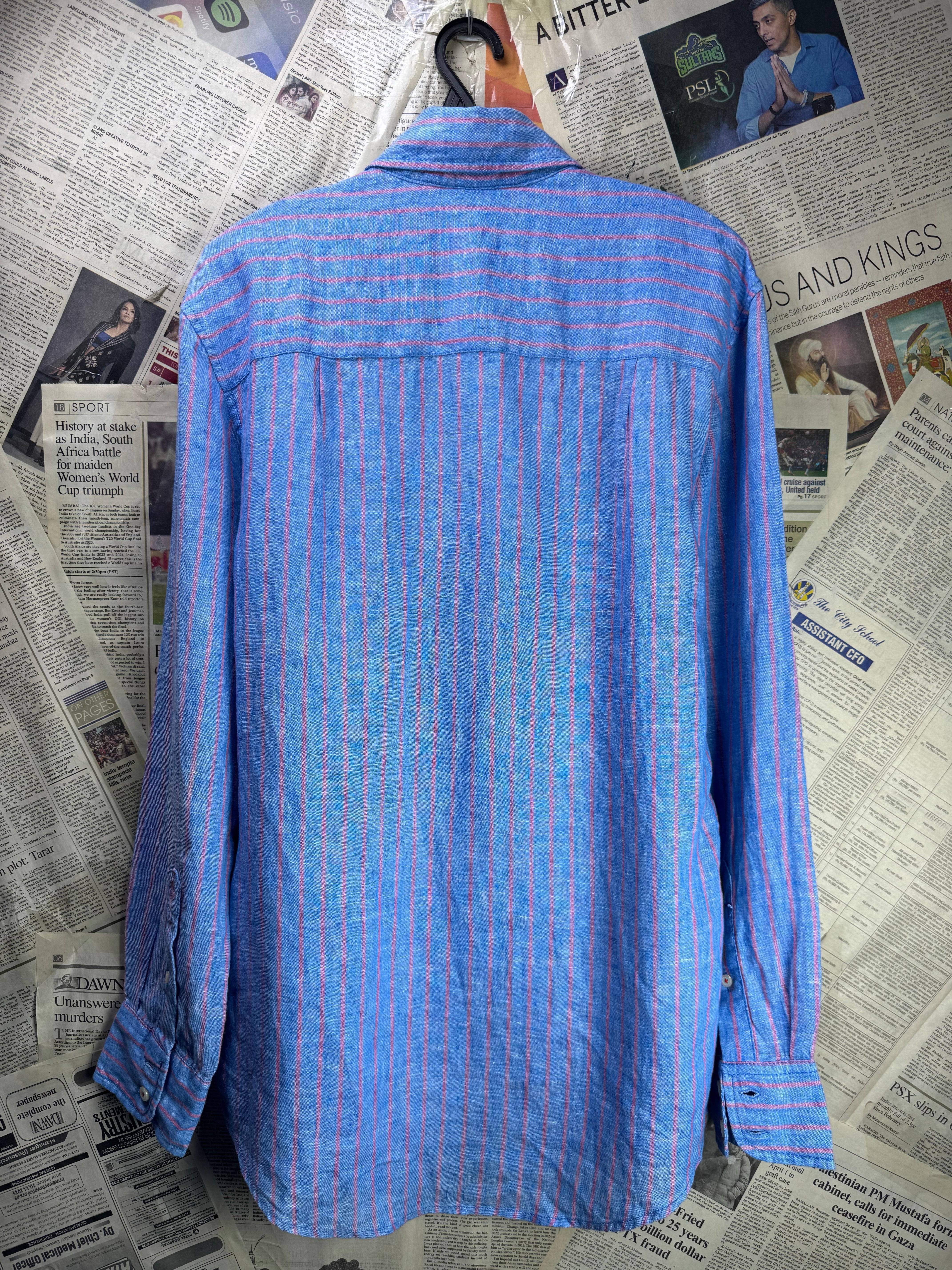 Boden® Small | Chest: 20" | Blue Stripe | Shirt | Linen | 4543 - Genuine Maal