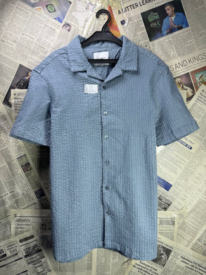 Nines® Small | Chest: 20.5" | Blue | Seersucker Shirt | Poly - Elastane | 4541 - Genuine Maal