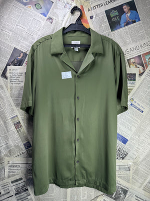 River Island® Medium | Chest: 22" | Olive | Hawaii Shirt | Poly - Viscose | 4356 - Genuine Maal