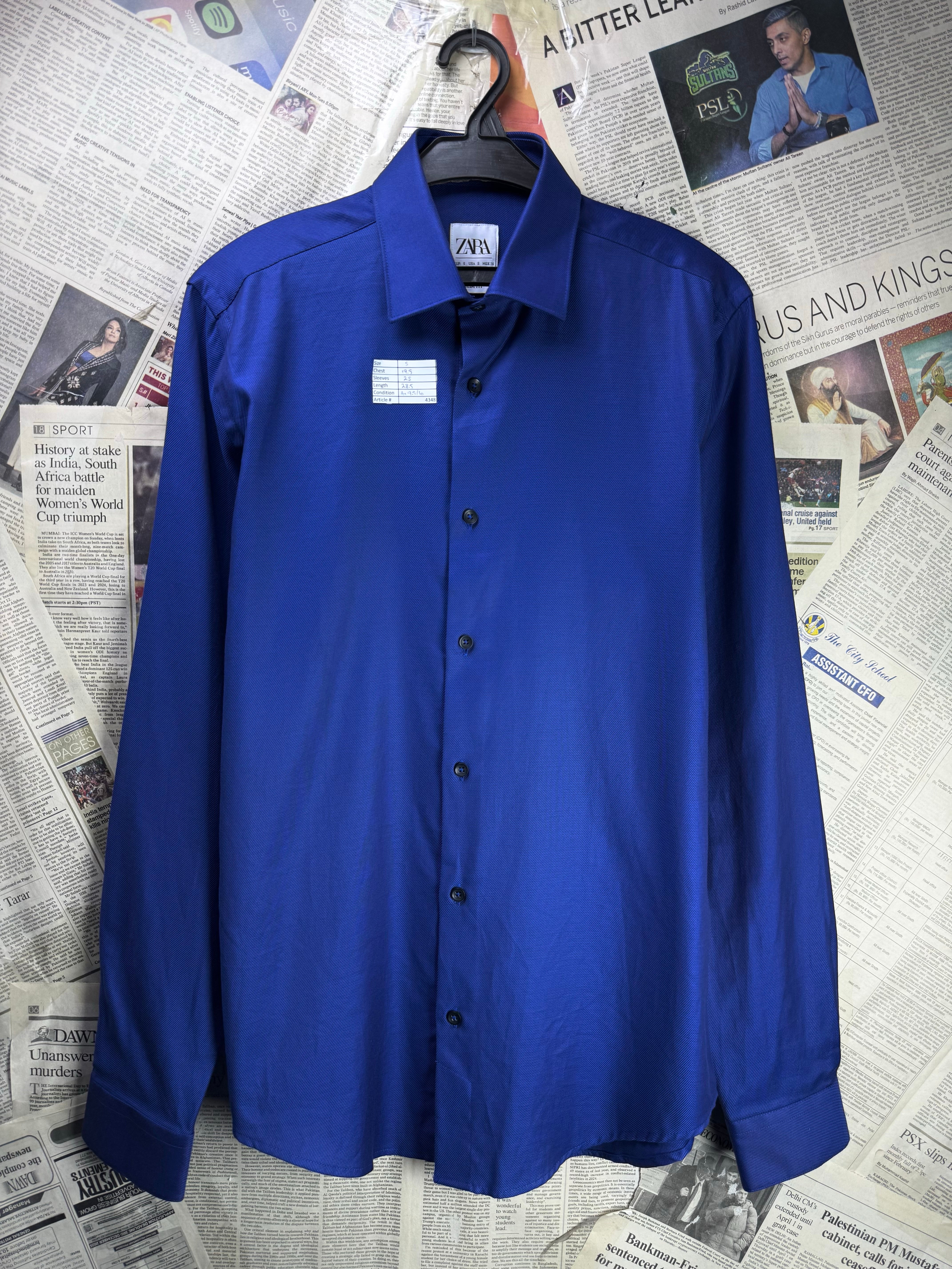 Zara® Small | Chest: 19.5" | Blue | Shirt | Cotton | 4348 - Genuine Maal